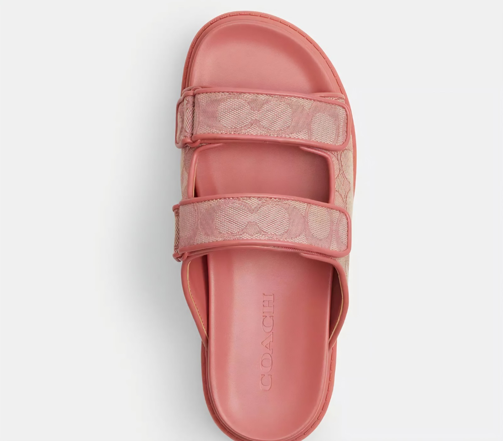 NWT Coach Woman Two Band Sport Slide In Signature Jacquard True Pink CBN29