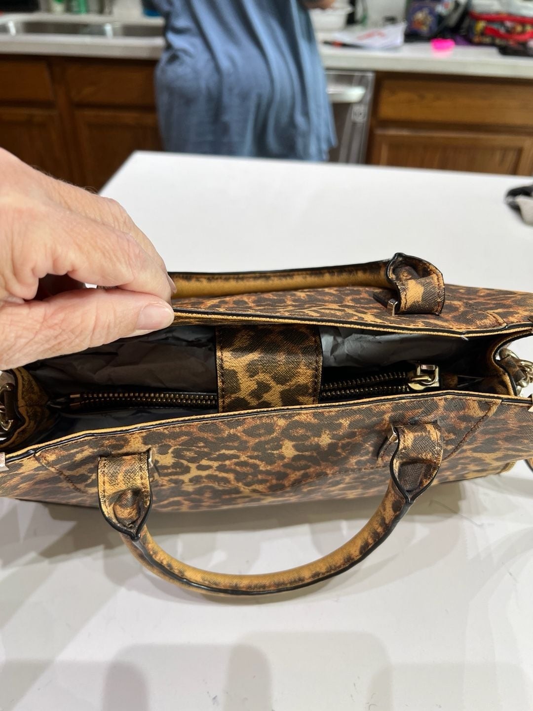 Rebecca Minkoff M.A.B. Tote Leopard Print Saffiano Leather Satchel Bag