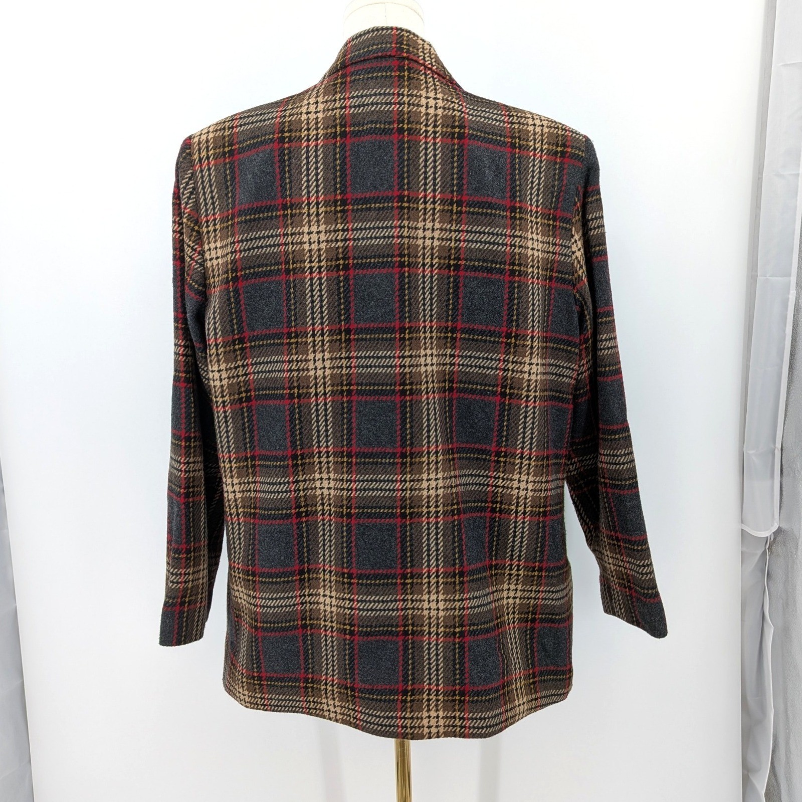 Vintage REQUIREMENTS Plaid Wool Blend Blazer Size 14 Academia Preppy Heritage