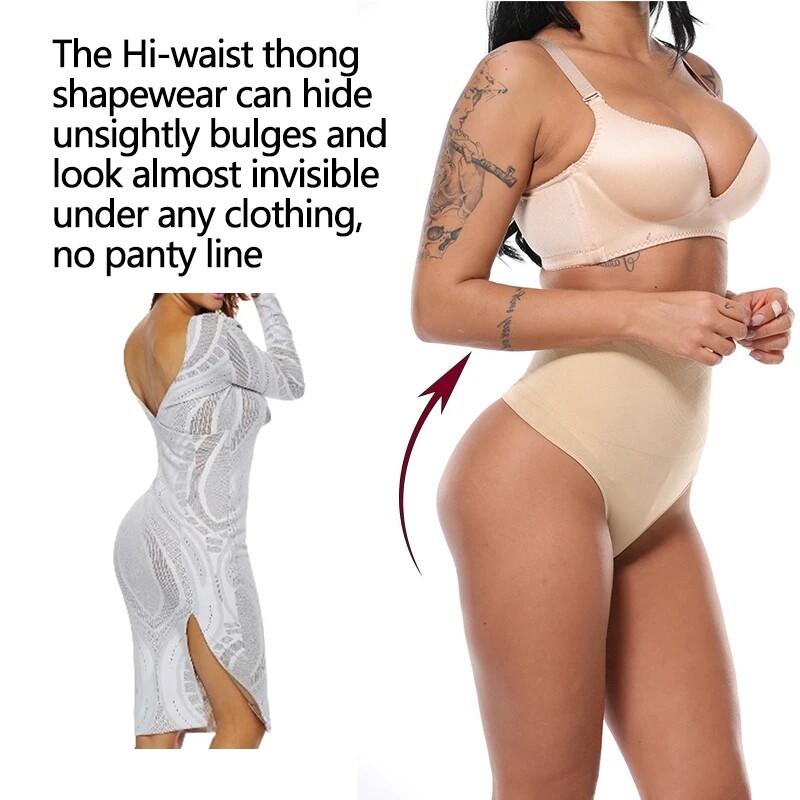 2 Pack Women High Waist Tummy Control Thong Butt Lifter Body Shaper Sexy Shorts