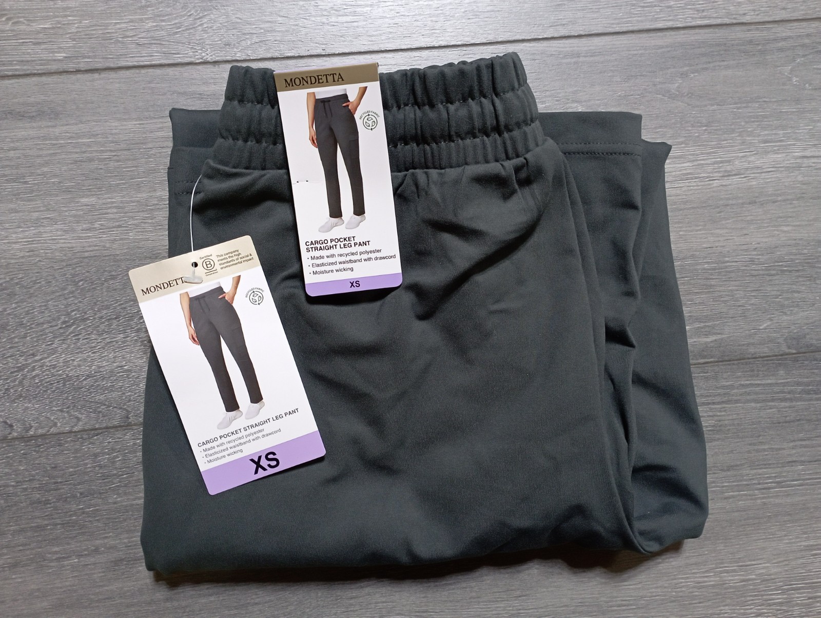 Mondetta Pants Adult X-Small Volcanic Ash Cargo Pocket Straight Leg Womens