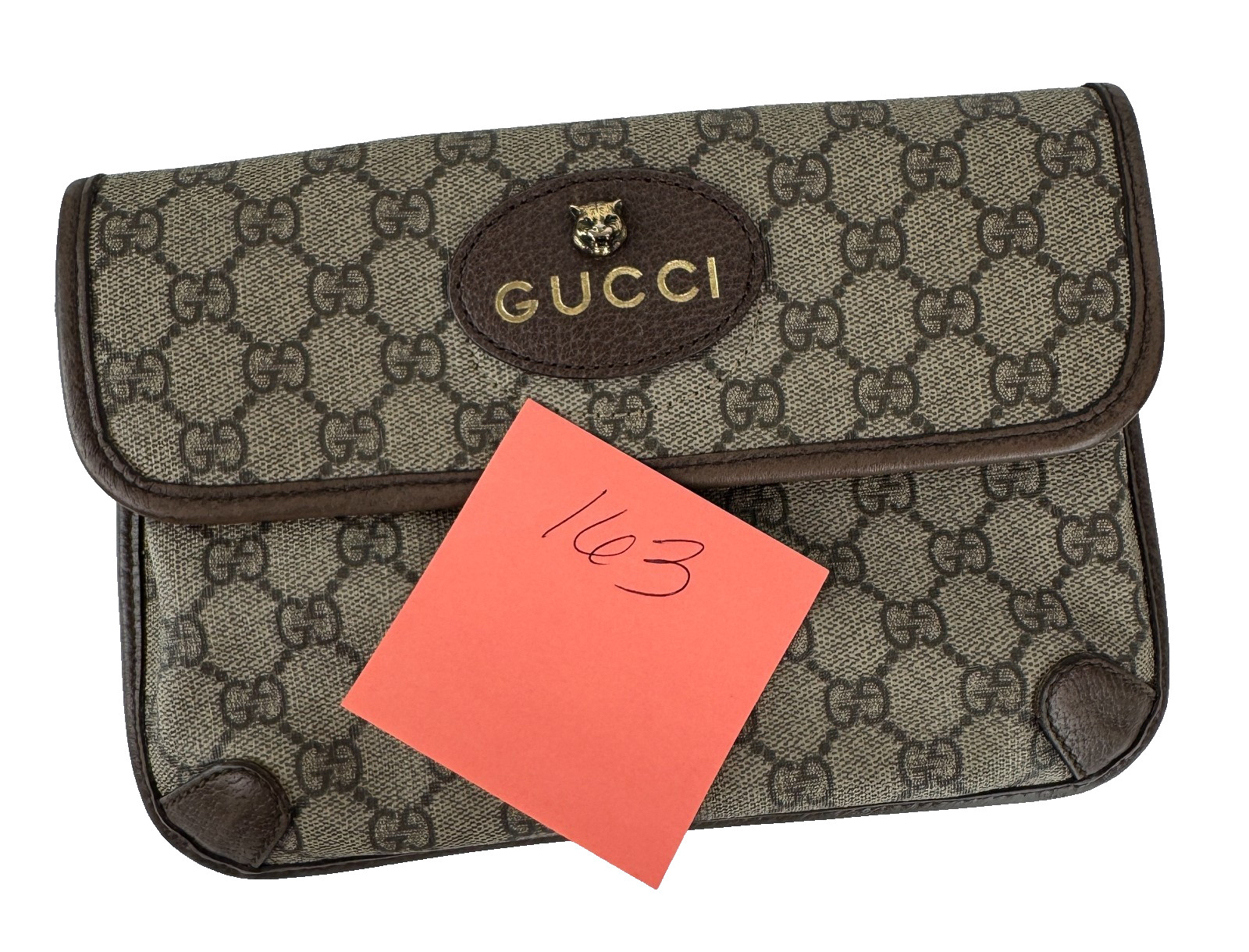 Gucci Auth Neo Beige Brown GG Supreme Belt Bag Leather Monogram Runway NO Belt
