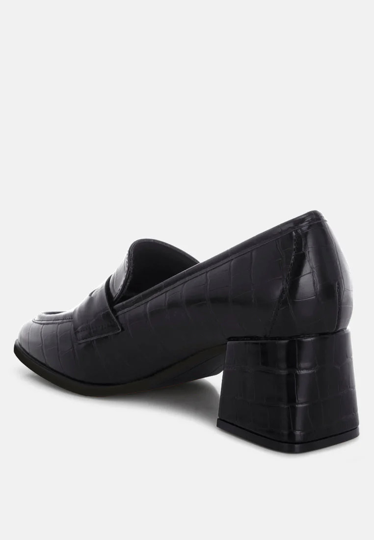 Pitaka Block Heel Penny Strap Loafers