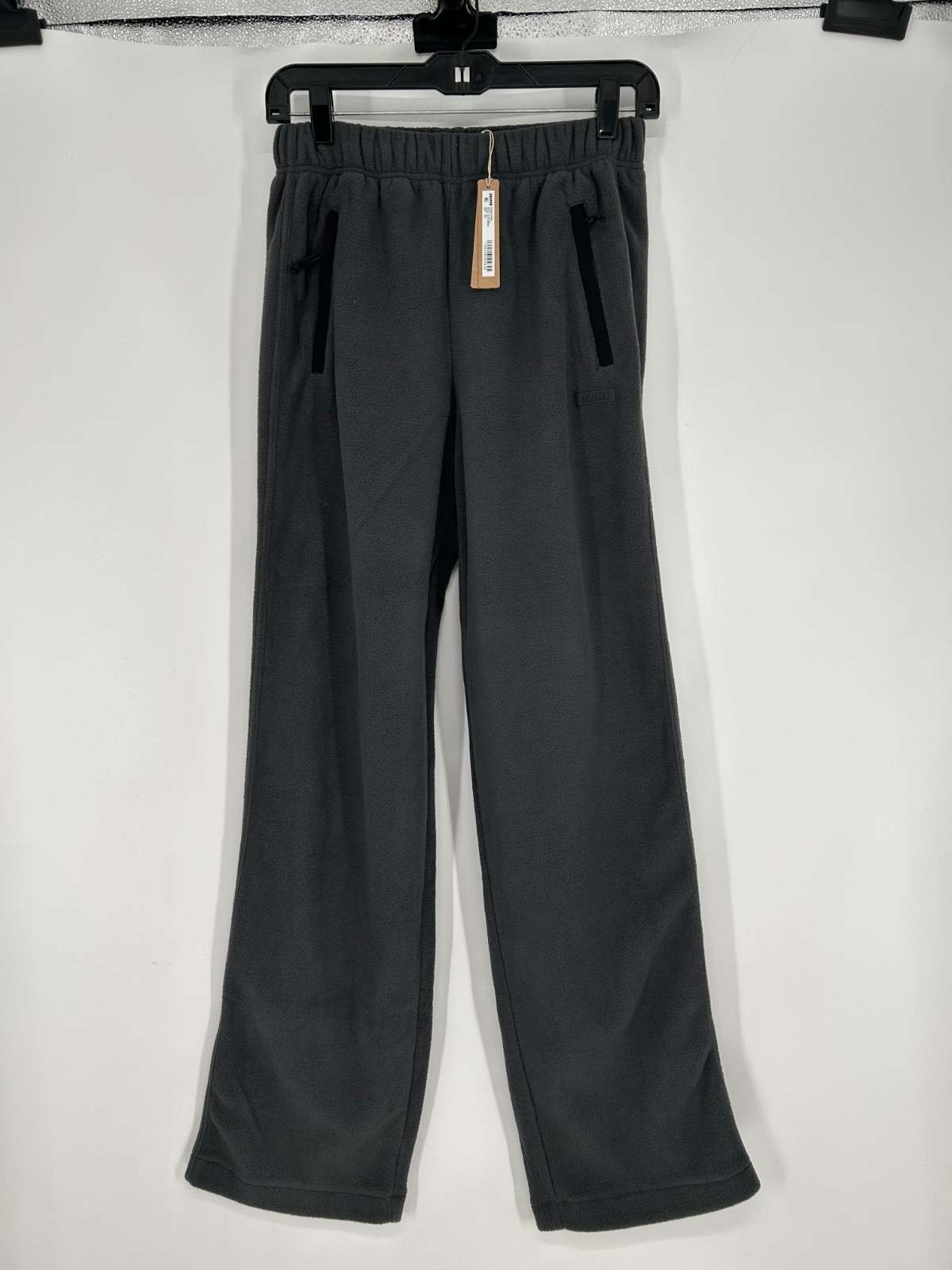 SKIMS Fleece Lounge Straight Leg Pants Womens Size 2XS Ash Grey Baggy Wide Leg