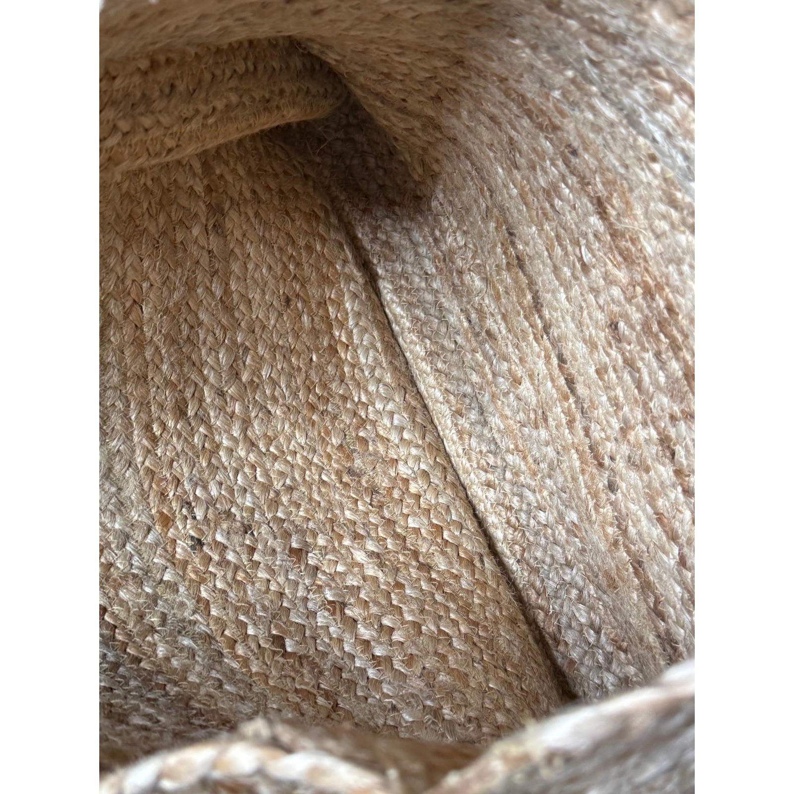 BLarge Woven Jute Tote Bag Botanical Print Boho Coastal Market Bag