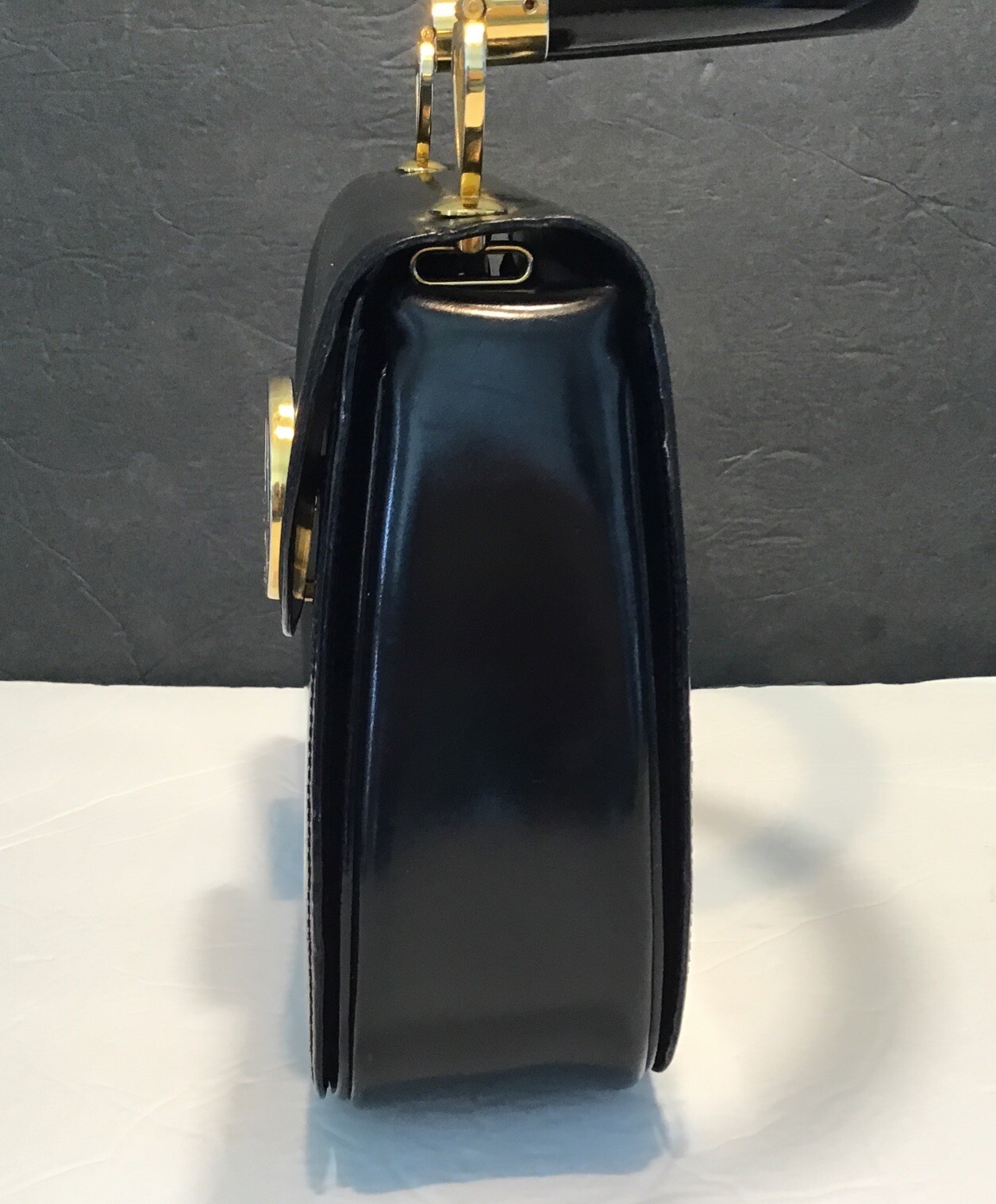 RARE 1990’s VTG. MOSCHINO / REDWALL LOVE & PEACE Black Patent Leather Handbag