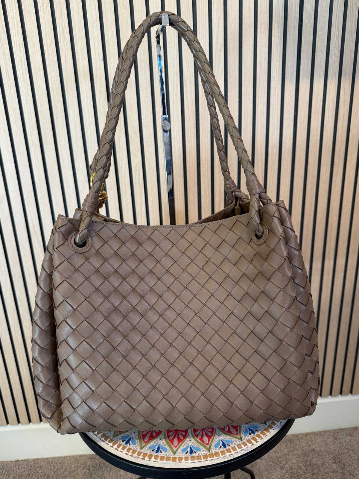 Bottega Veneta Intrecciato Large Parachute Shoulder Bag Pinecone