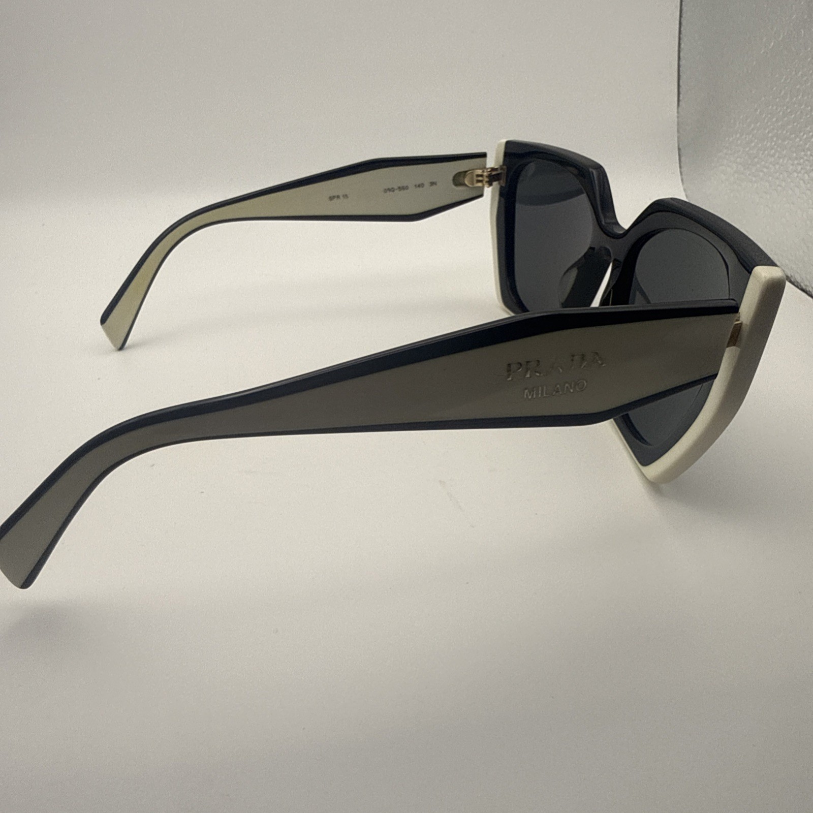 Prada PR15WS 09Q5S0 Rectangle Sunglasses in Black and White /Gray Read