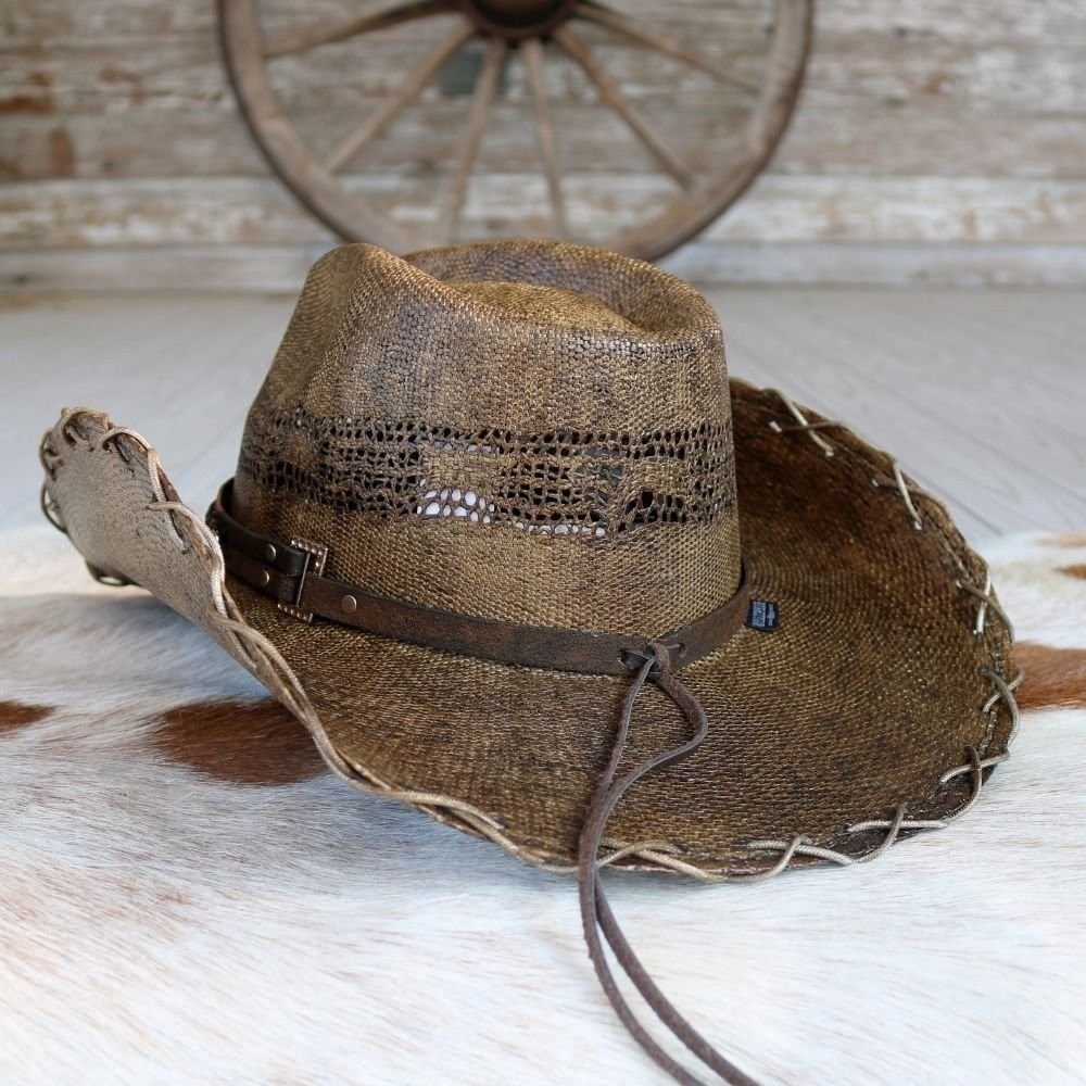 Stampede Men’s Straw Cowboy Hat – Brown Chain