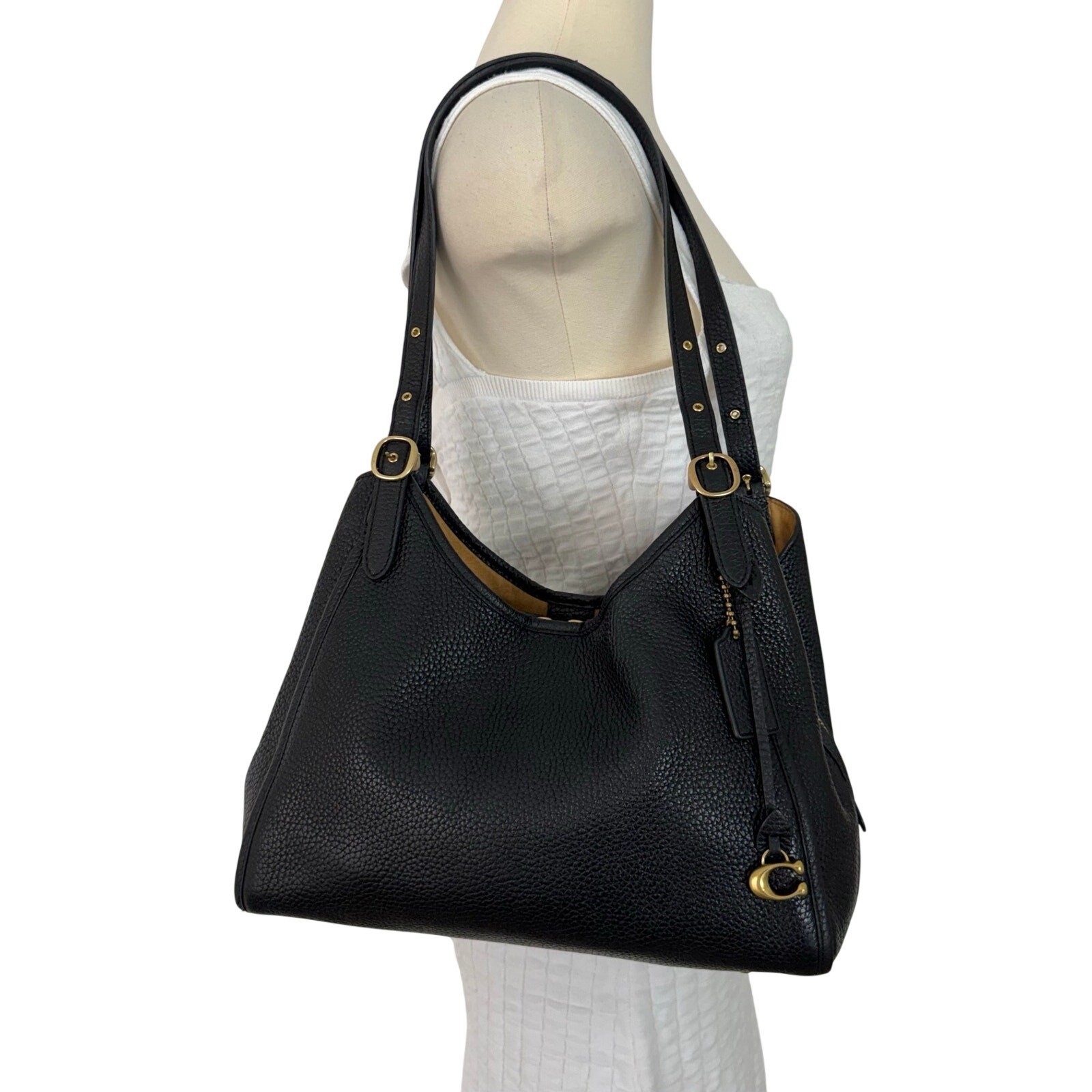 Coach Lori Shoulder Bag in Pebble Leather Black C4824