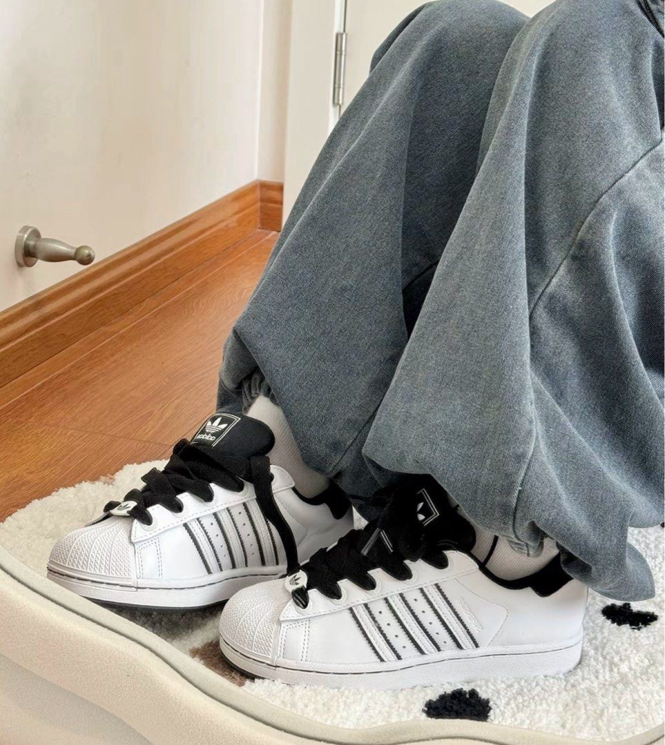 ADIDAS Superstar II Black White Red Patent Leather JR7313 Men’s sz 8-13