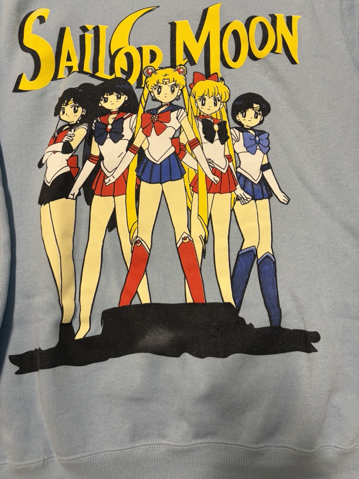 90’s Sailor Moon Crewneck Sweatshirt Large Tultex Flaws Usa Fleece Blue