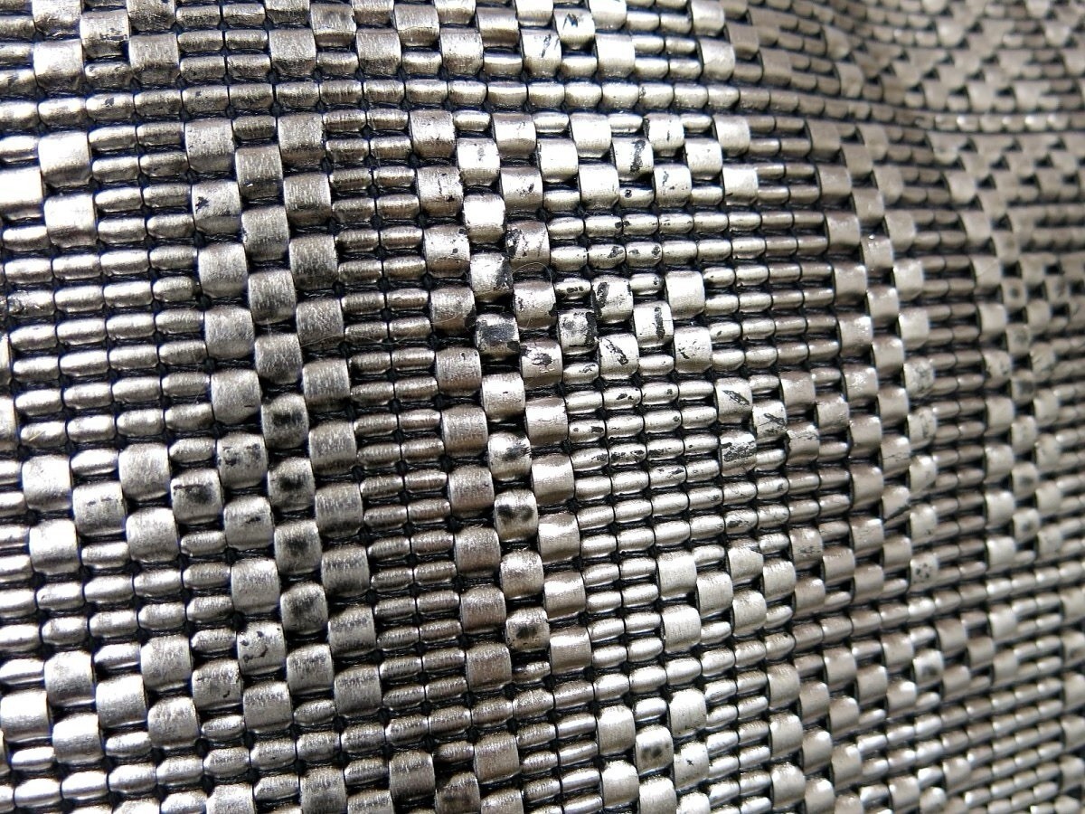FENDI FF Zucca Monogram Woven Metallic Silver ITALY Shopper Shoulder Bag 🩷