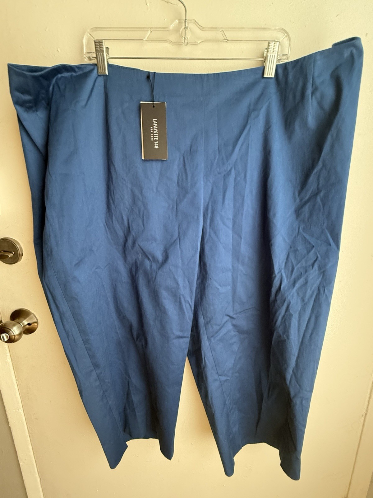 NWT Lafayette 148 New York 24W Glaze Blue Cotton Stretch Pants Trousers $298