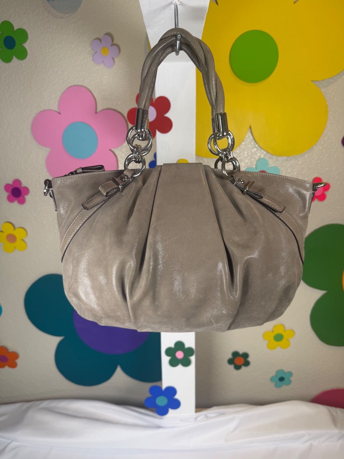 Coach Madison Gathered Leather Sophia Satchel Taupe Grey F22503 Handbag