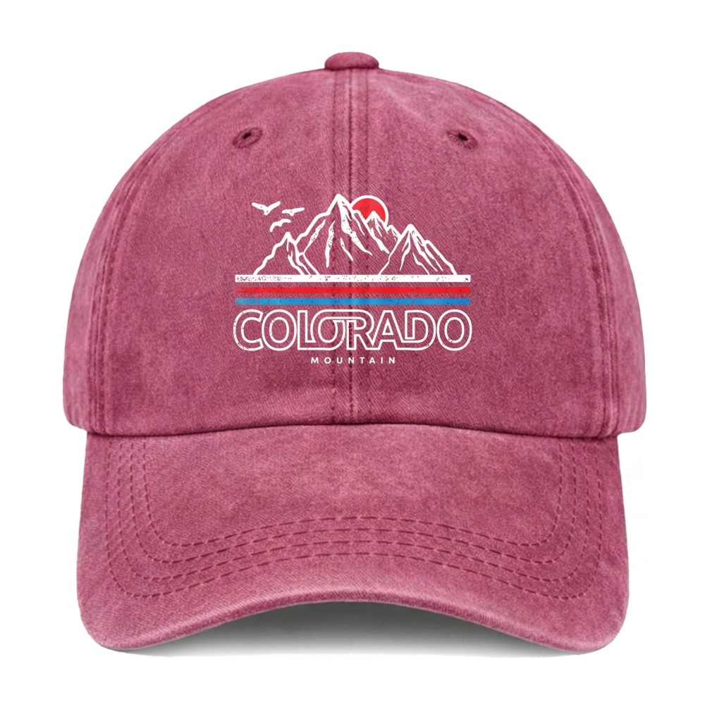 Colorado Mountain Outdoor Nature State Pride Casual Unisex Washed Baseball Cap