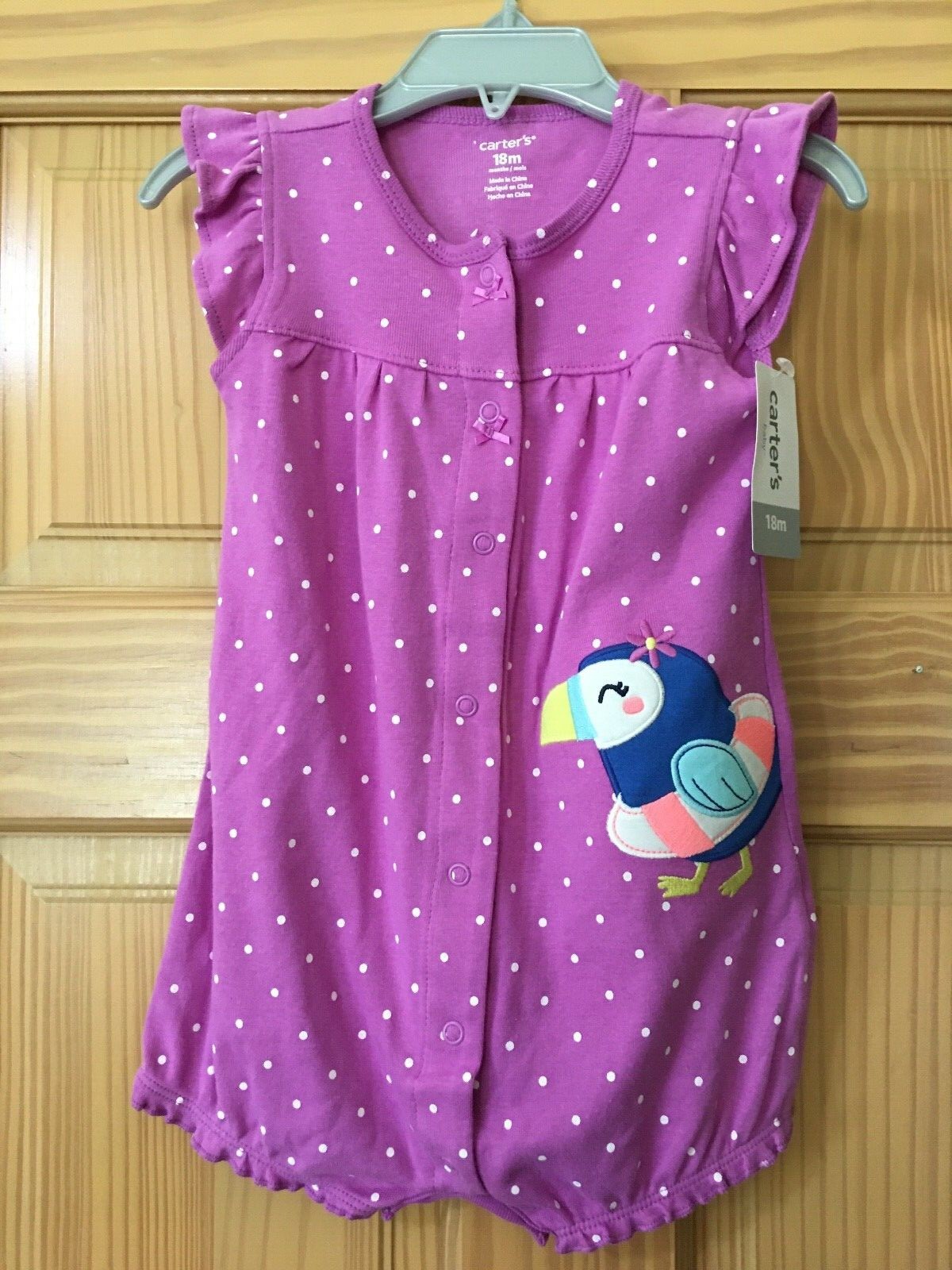 NWT Carter’s Bird Baby Girl Romper Infant Purple Dots many sizes