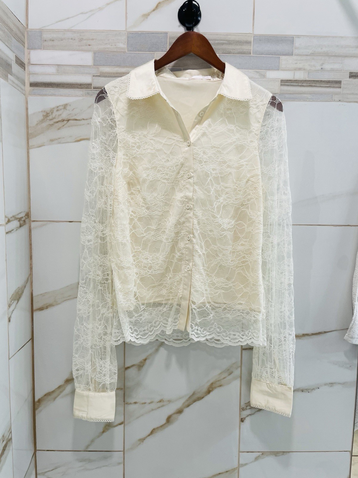 Rachel Parcell Ivory Lace Top Size S Western Regency Cottage