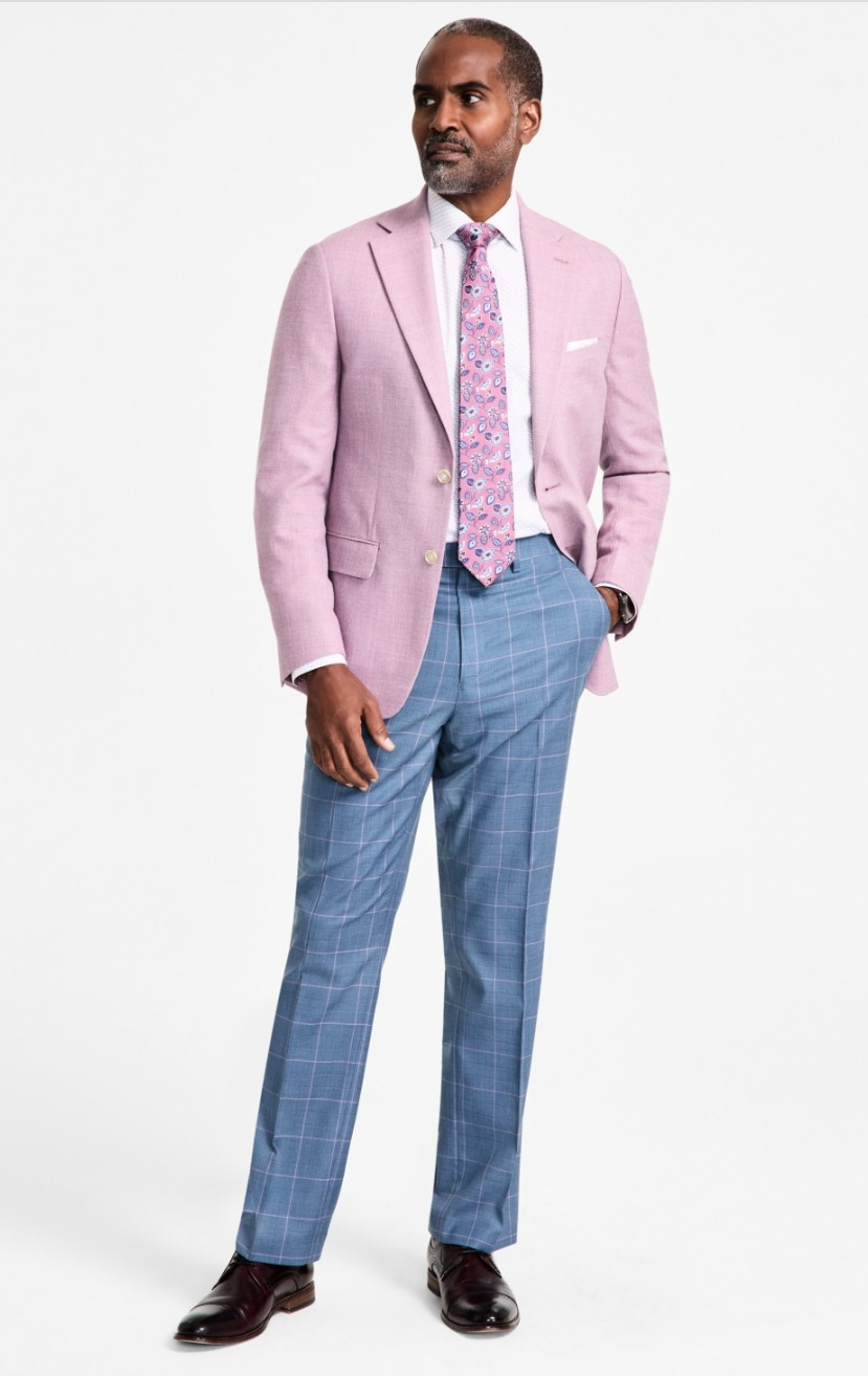 Tallia Men Slim Fit Wool Blend Sport Coat Lilac Size 40R
