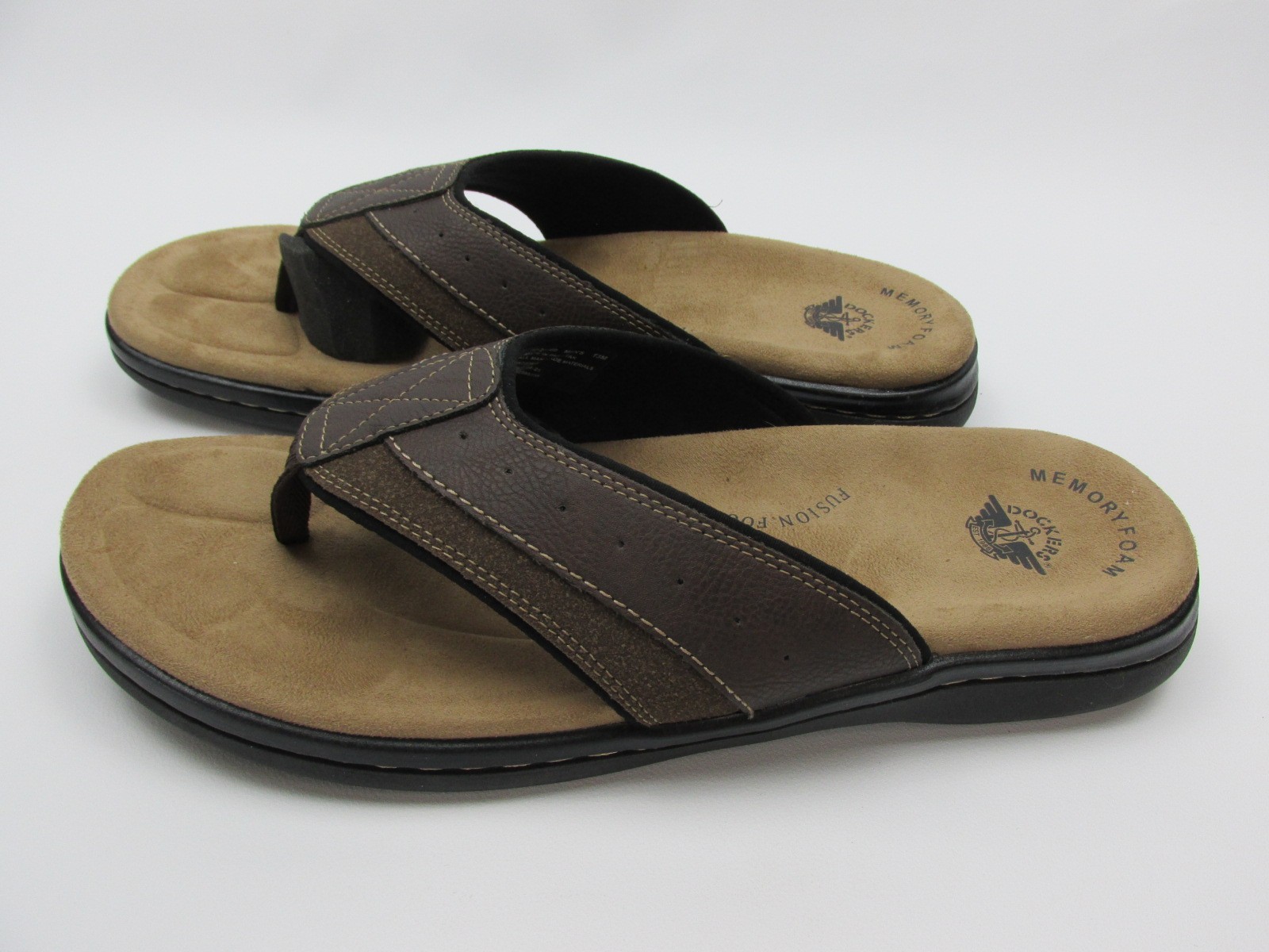 Dockers Laguna Casual Thong Sandals Brown Memory Foam Fusion Footbed Men’s 13