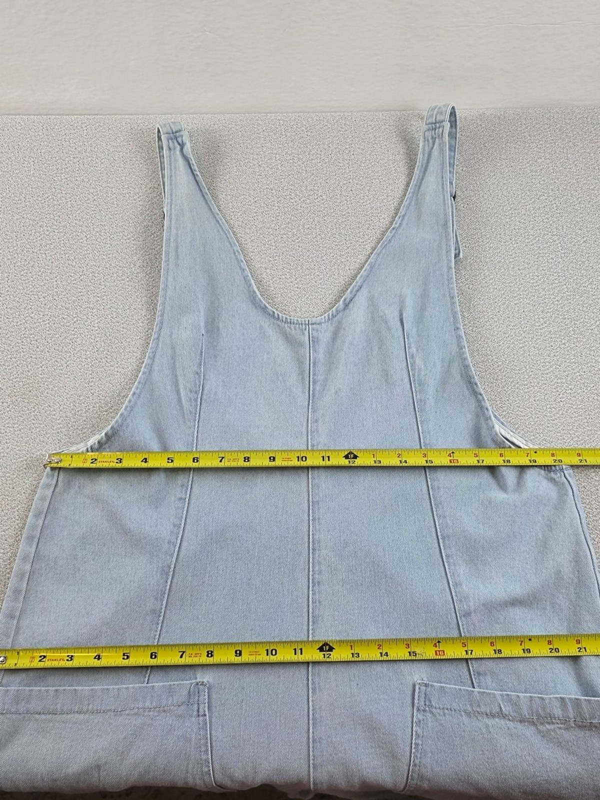 Light Wash Denim Jumpsuit Overalls Blue Adjustable Straps Women’s Lg