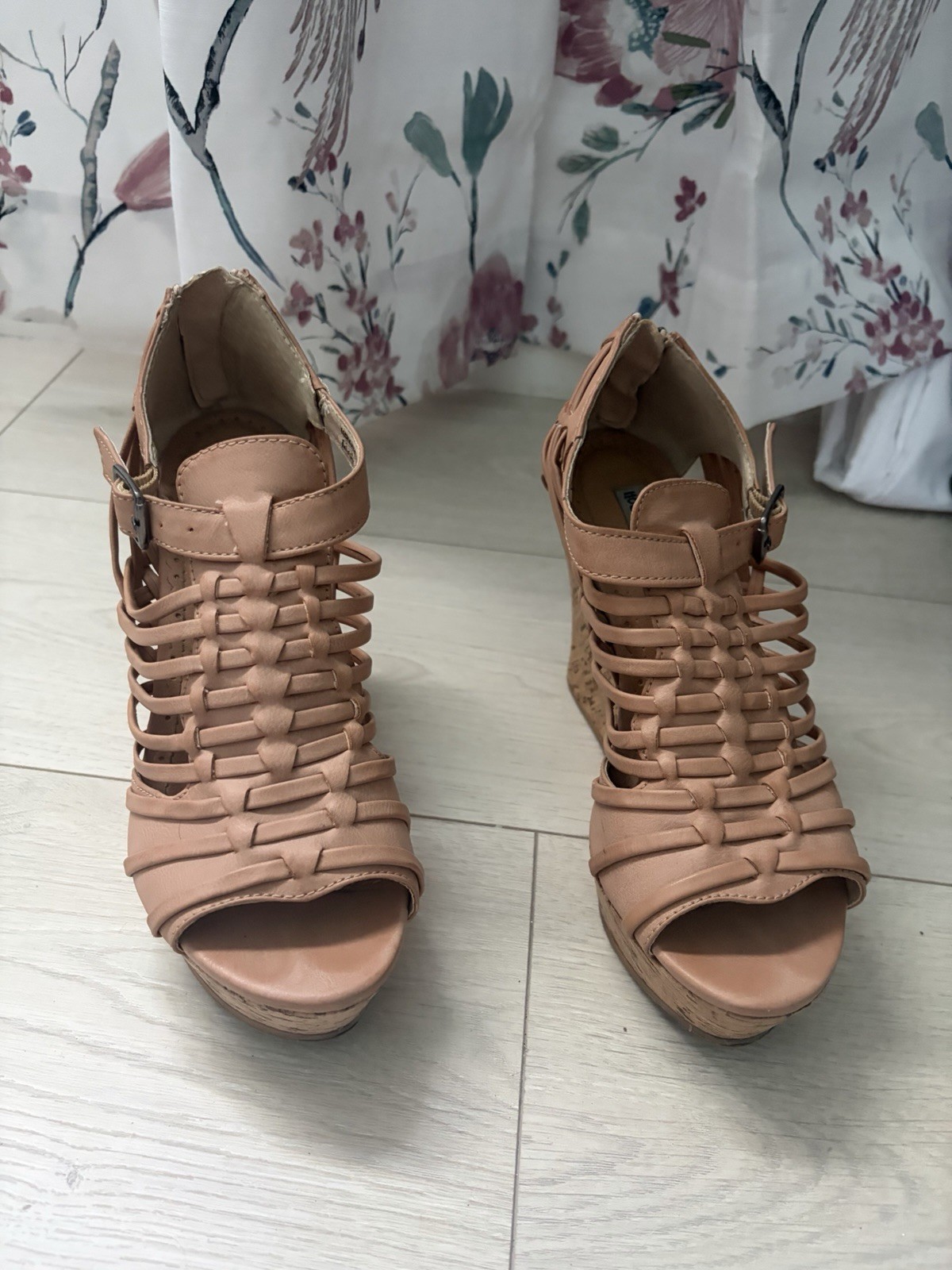 Not Rated Women’s Tan Gladiator Platform Wedge Heels Ankle Strap Open Toe 7