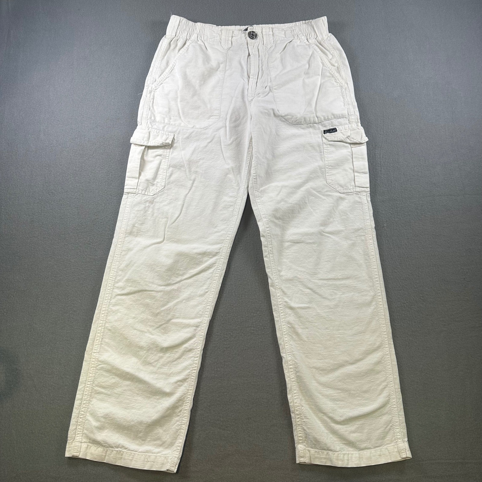 Blanc du Nil Premium White Cotton Slub Cargo Pants Small Designed in France