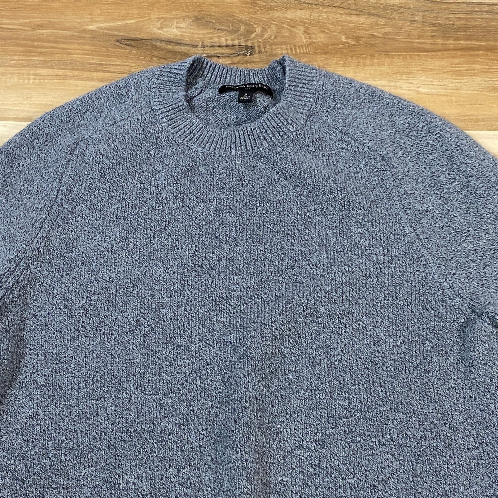 Banana Republic Sweater Mens Small Crew Neck Raglan Marled Grey Modern Casual