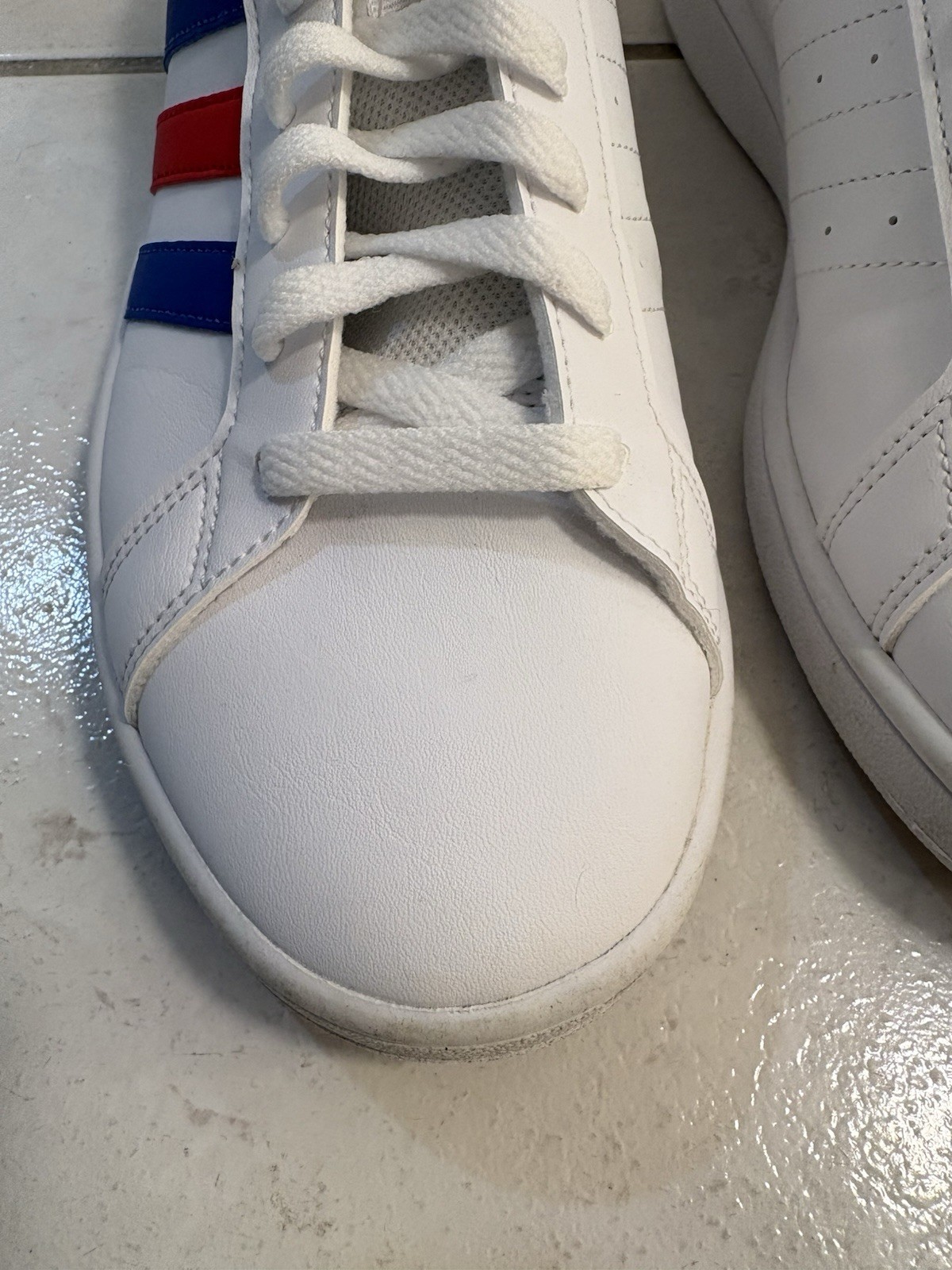 Men’s Adidas Grand Court Base White Leather Sneakers (9.5)