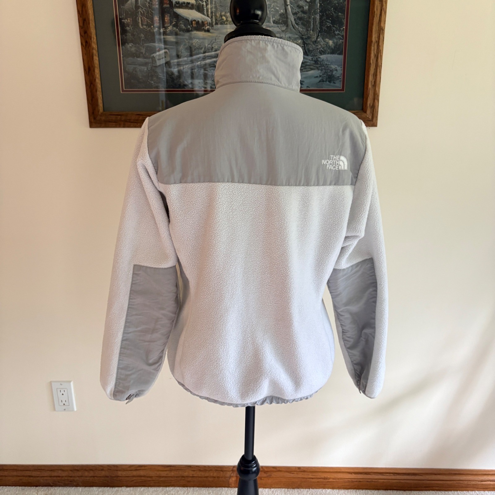 The North Face Denali Fleece Jacket Womens Medium Gray White Full Zip Outdoor
