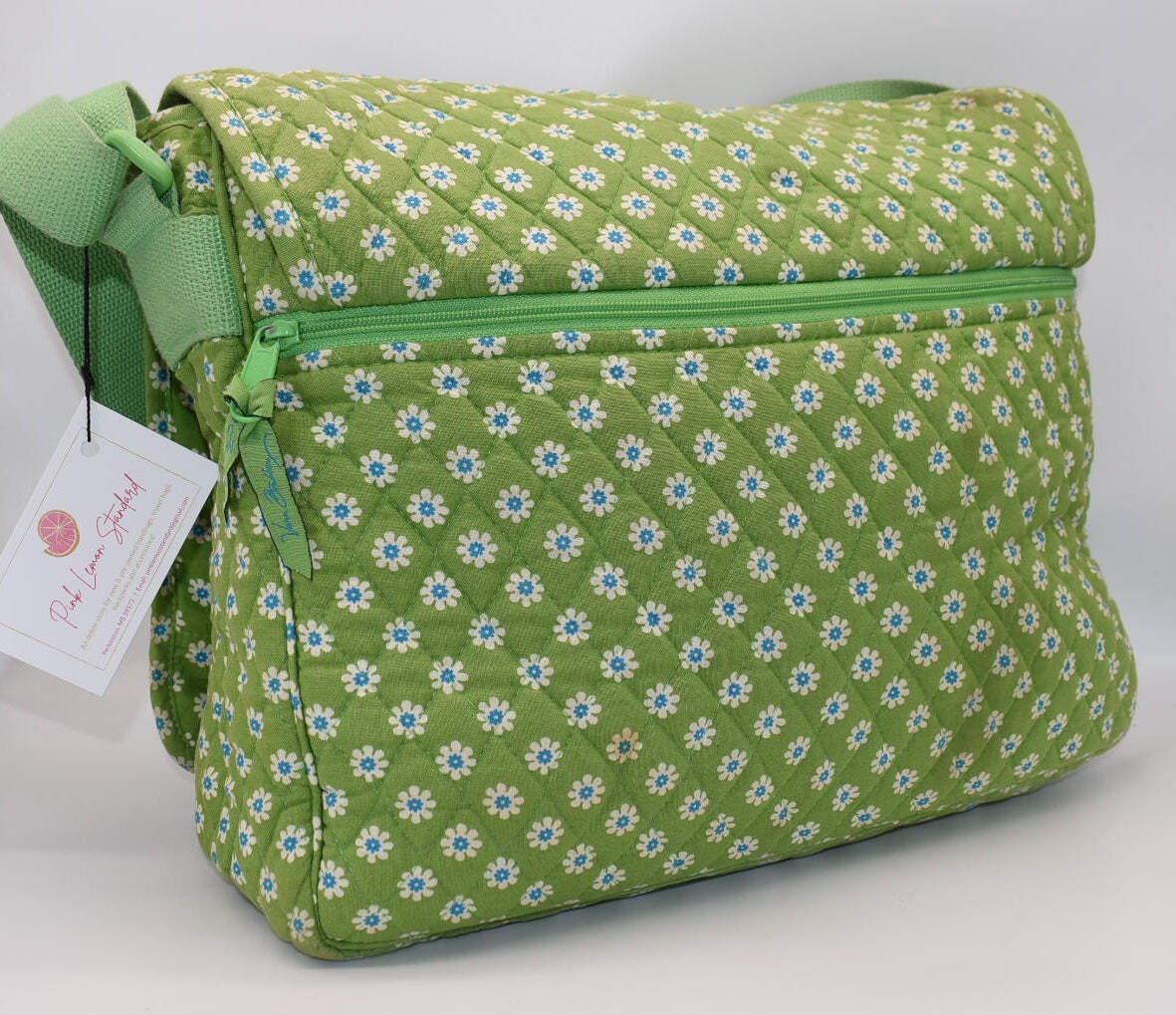 Vera Bradley Commuter Laptop Messenger Bag in “Apple Green” Pattern