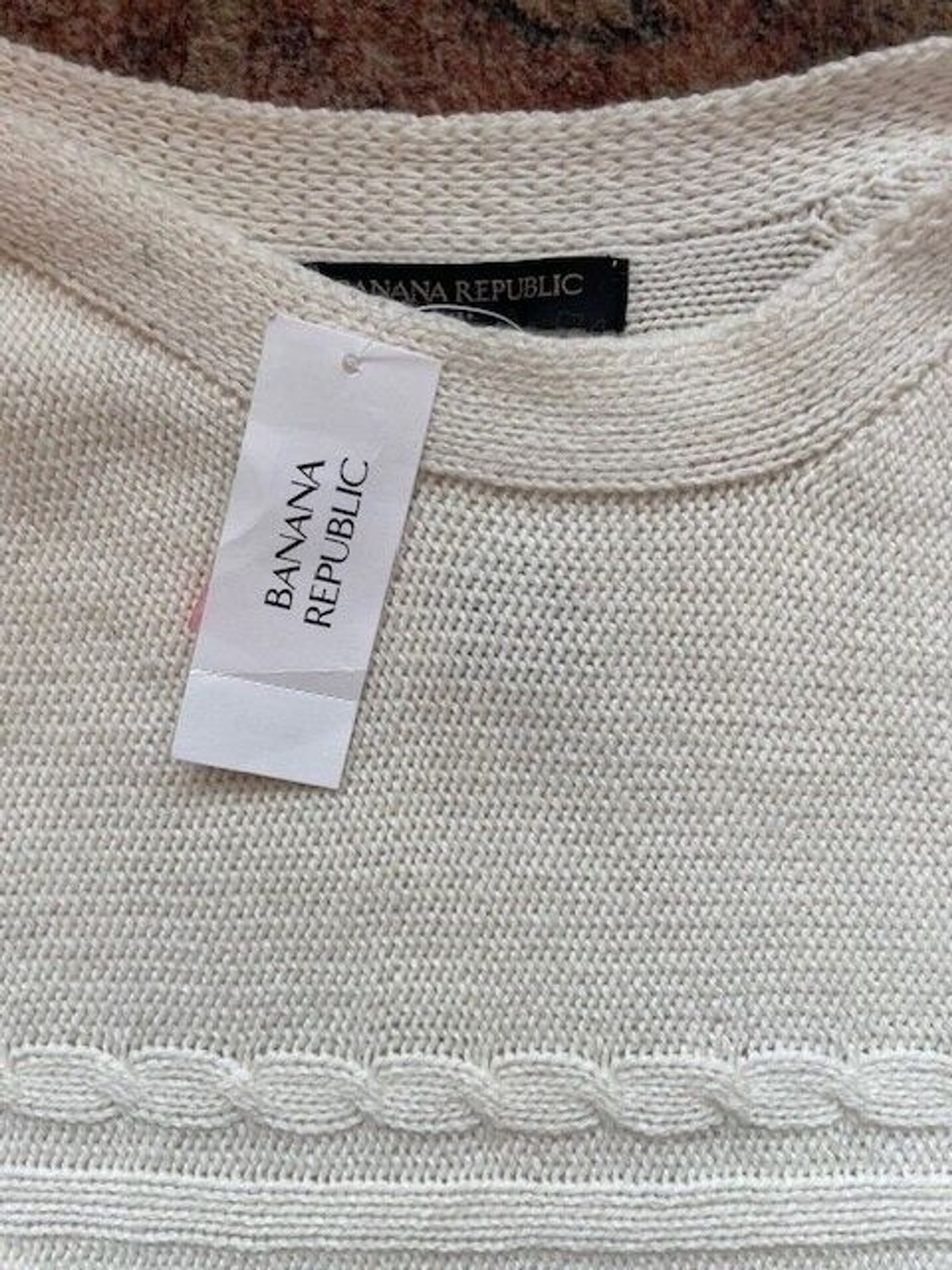BANANA REPUBLIC Cable Knit Poncho Cape Sweater Oversized Ivory Sz M L XL Button