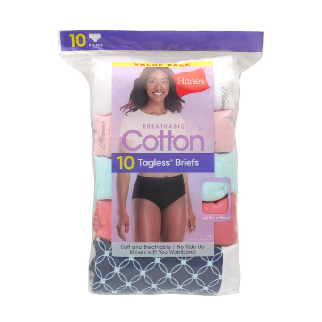 Hanes Womens 20-Pack Cotton Briefs Lady Underwear Panties Assorted Colors Prints
