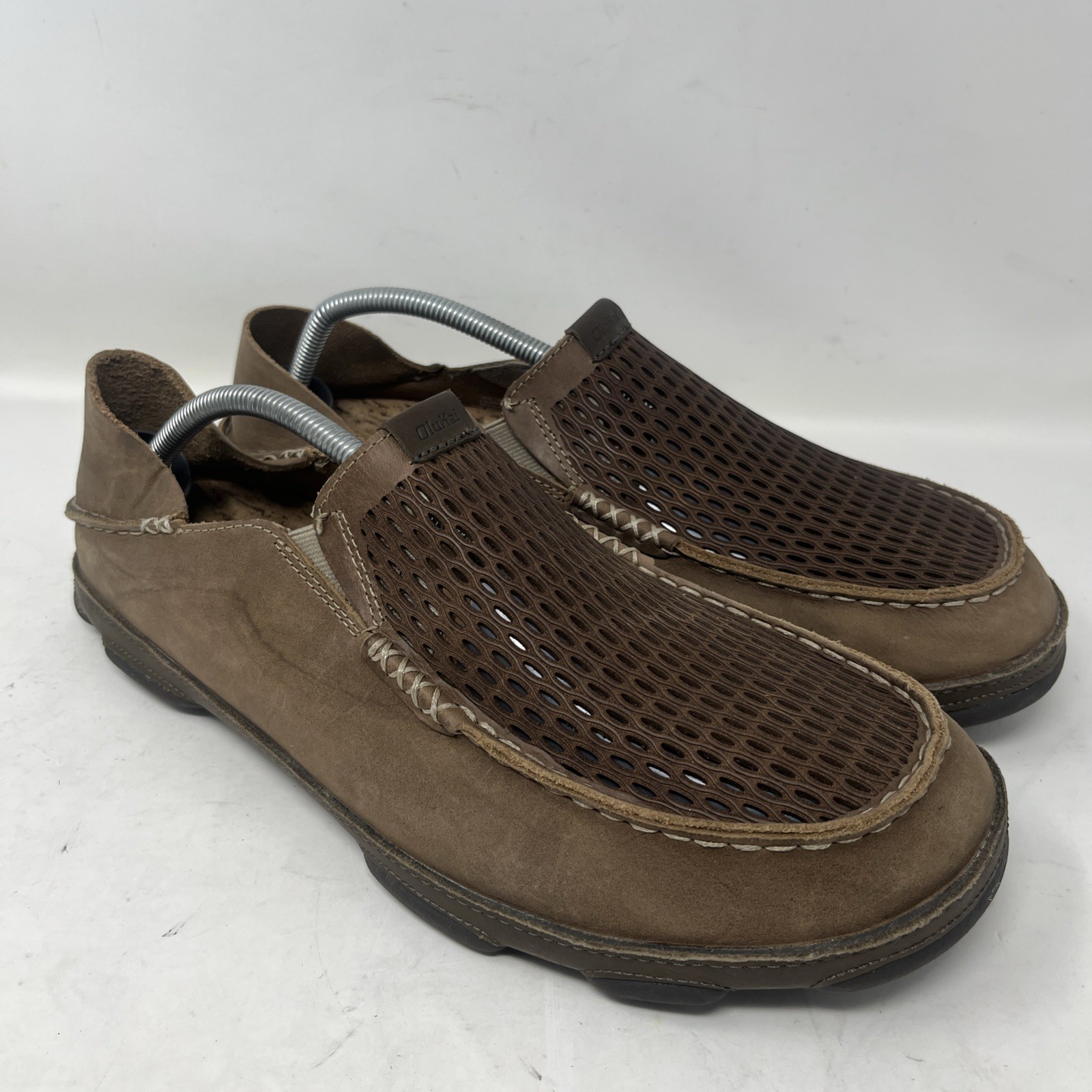 OluKai Moloa Aho Men’s 12 Nubuck Leather Slip On Loafers Clay Husk Walking