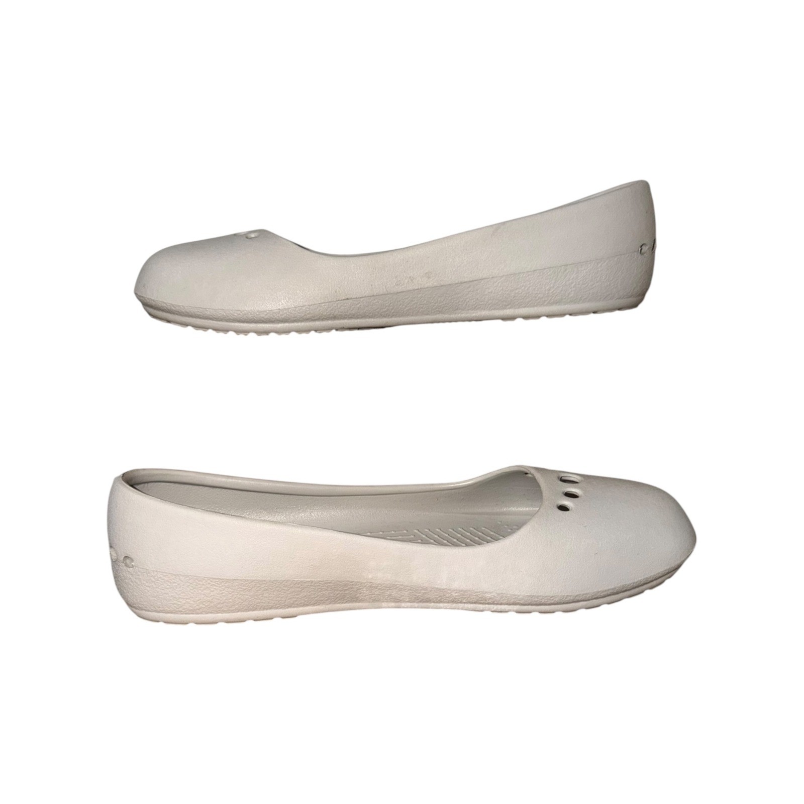 Crocs Kadee Ballet Flats Bone Off White Slip On Comfort Shoes Women’s 10