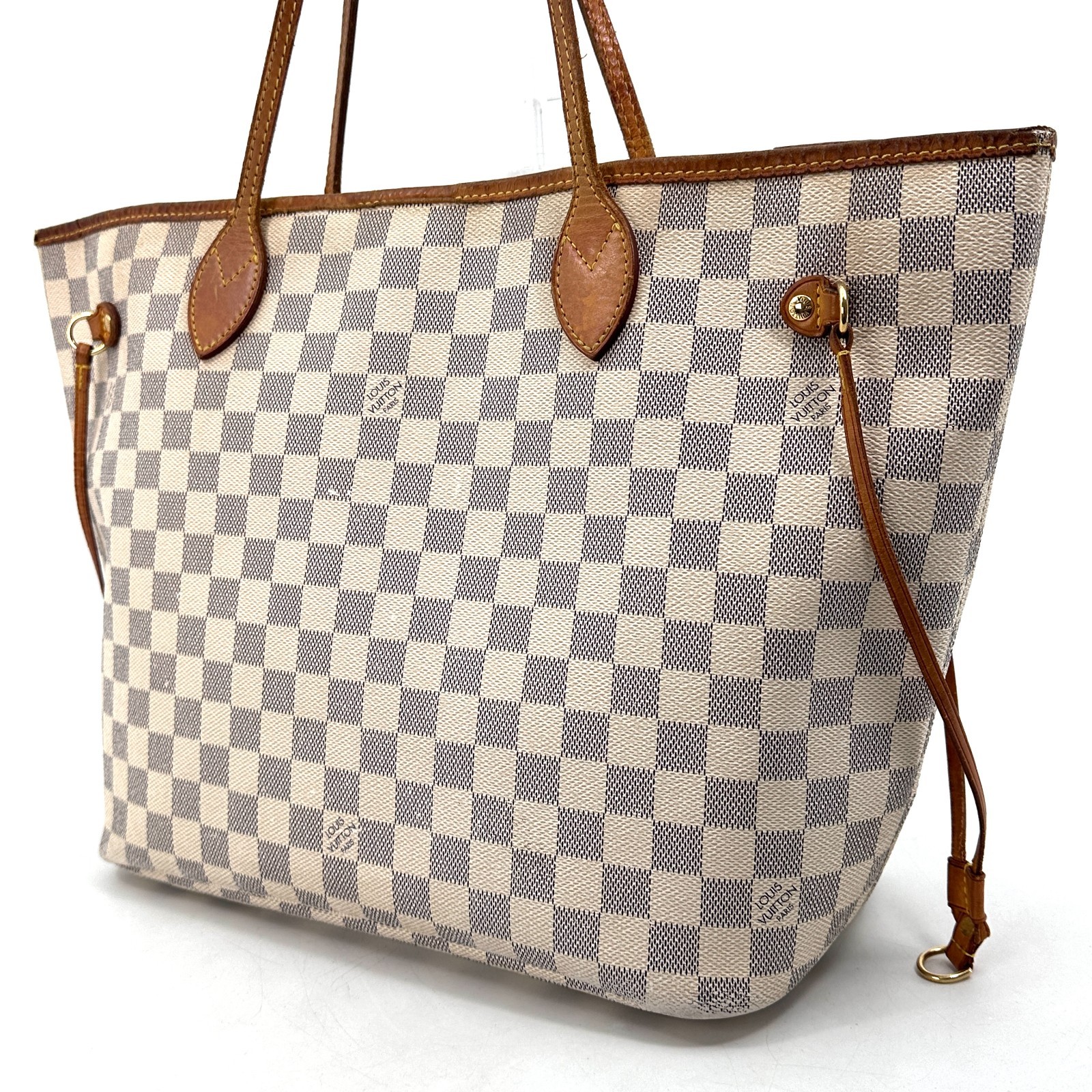 LOUIS VUITTON Neverfull MM Tote Bag PVC Leather Damier Azur Auth France 0316