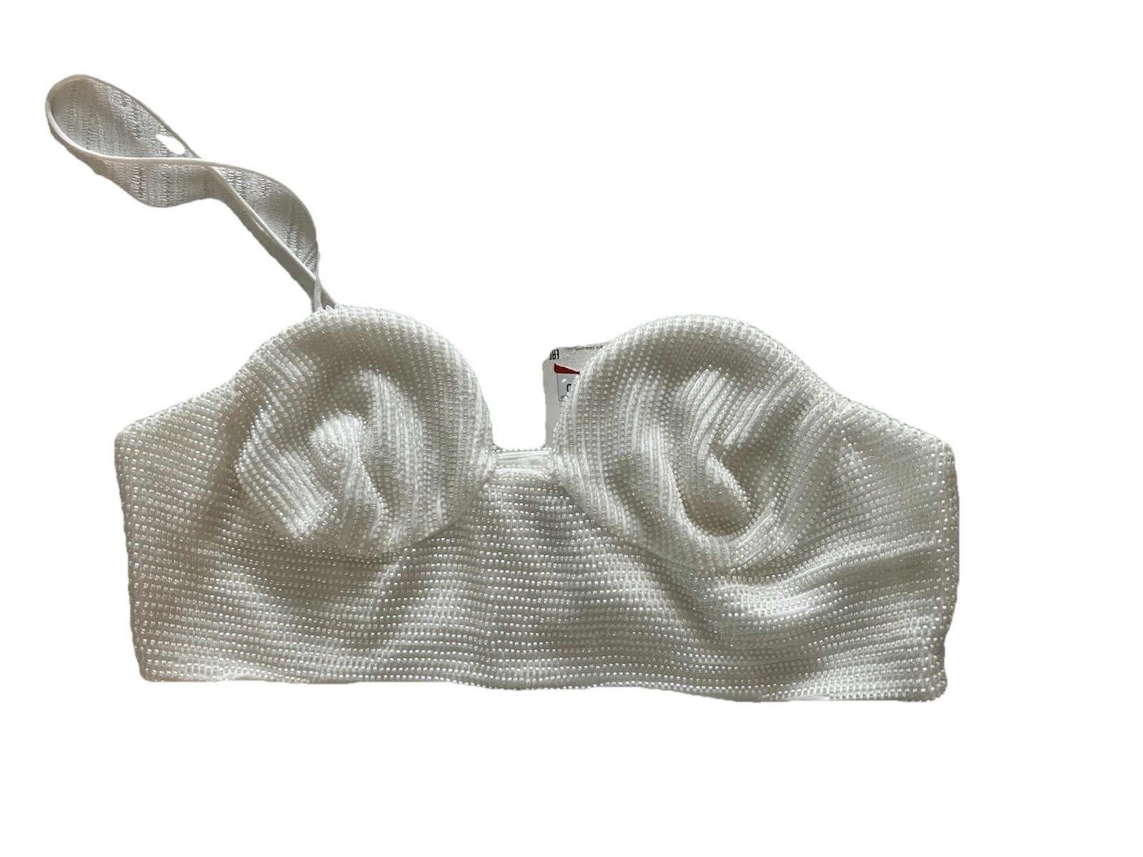 ZARA White Beaded Bustier Top M Solid Opaque Normal Strap Women