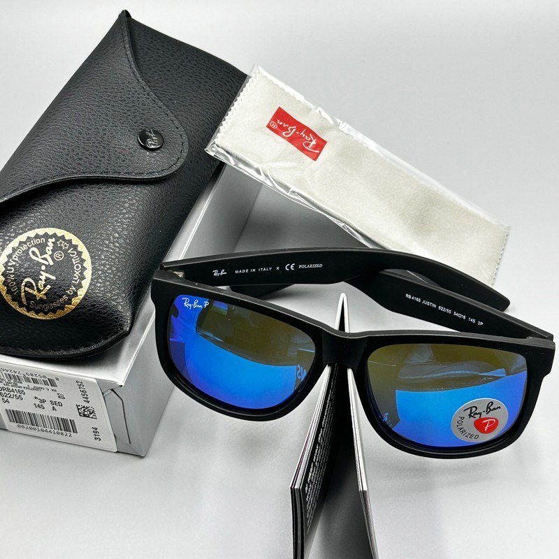 54mm Ray-Ban RB4165 622/55 Justin Black Frame Blue Polarized Lenses Sunglasses
