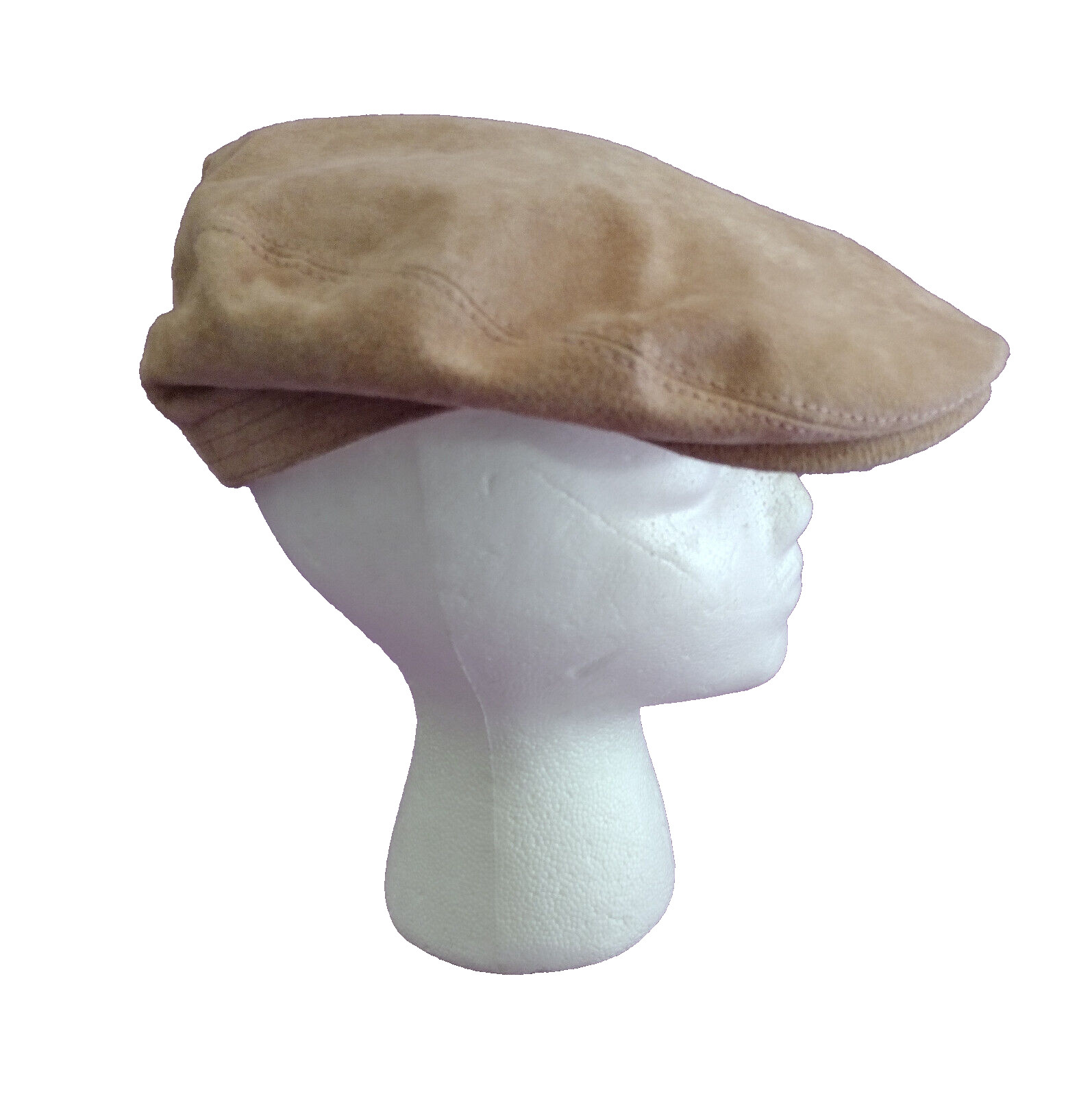 Wilsons Leather Newsboy Cap MAXIMA Beige Light Pink Suede Cabbie Hat Size S/M