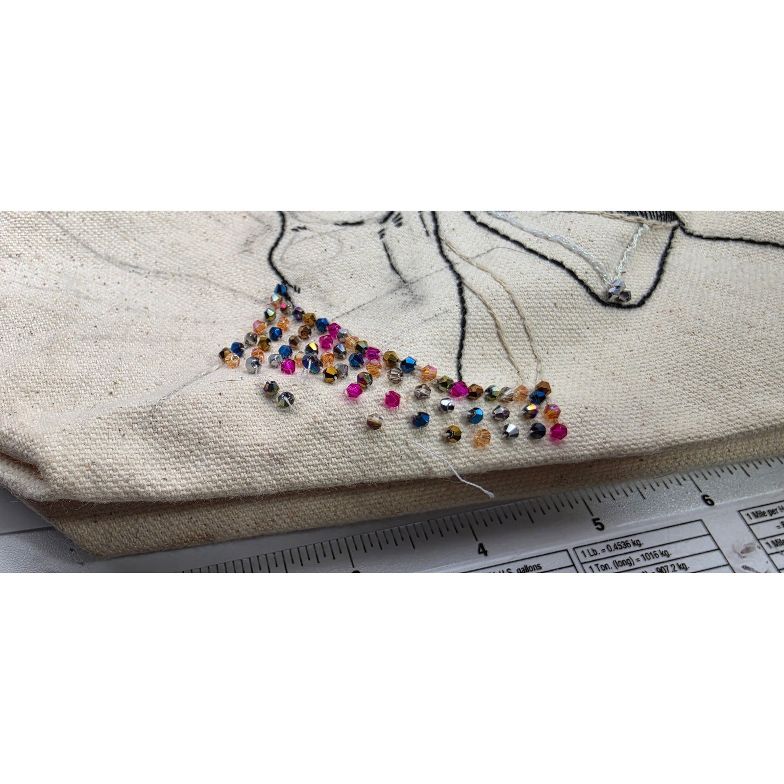 Hand Embroidered Anime Line Art Canvas Tote Bag KPOP BTS Jimin Beaded unfinished
