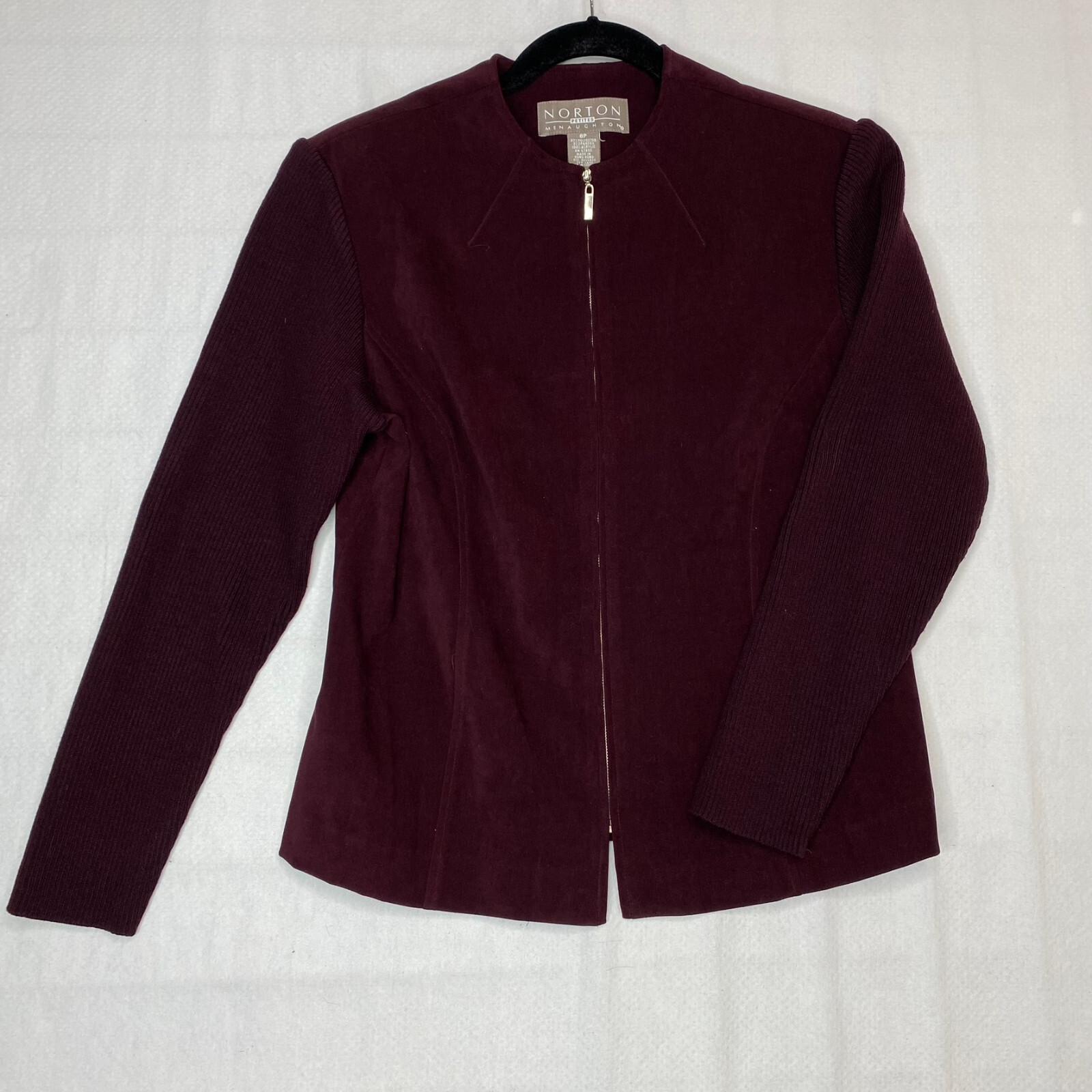 Norton McNaughton Jacket sz 8P Maroon Full Zip Petite Polished Professional Chic