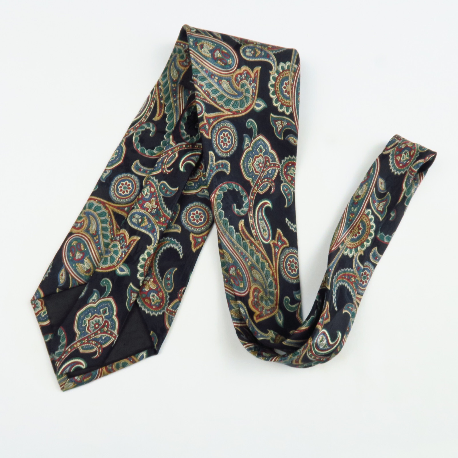 Georgio Black Green Red Multi Paisley Mens Tie 58″ x 3.75″ Classy 80s 90s