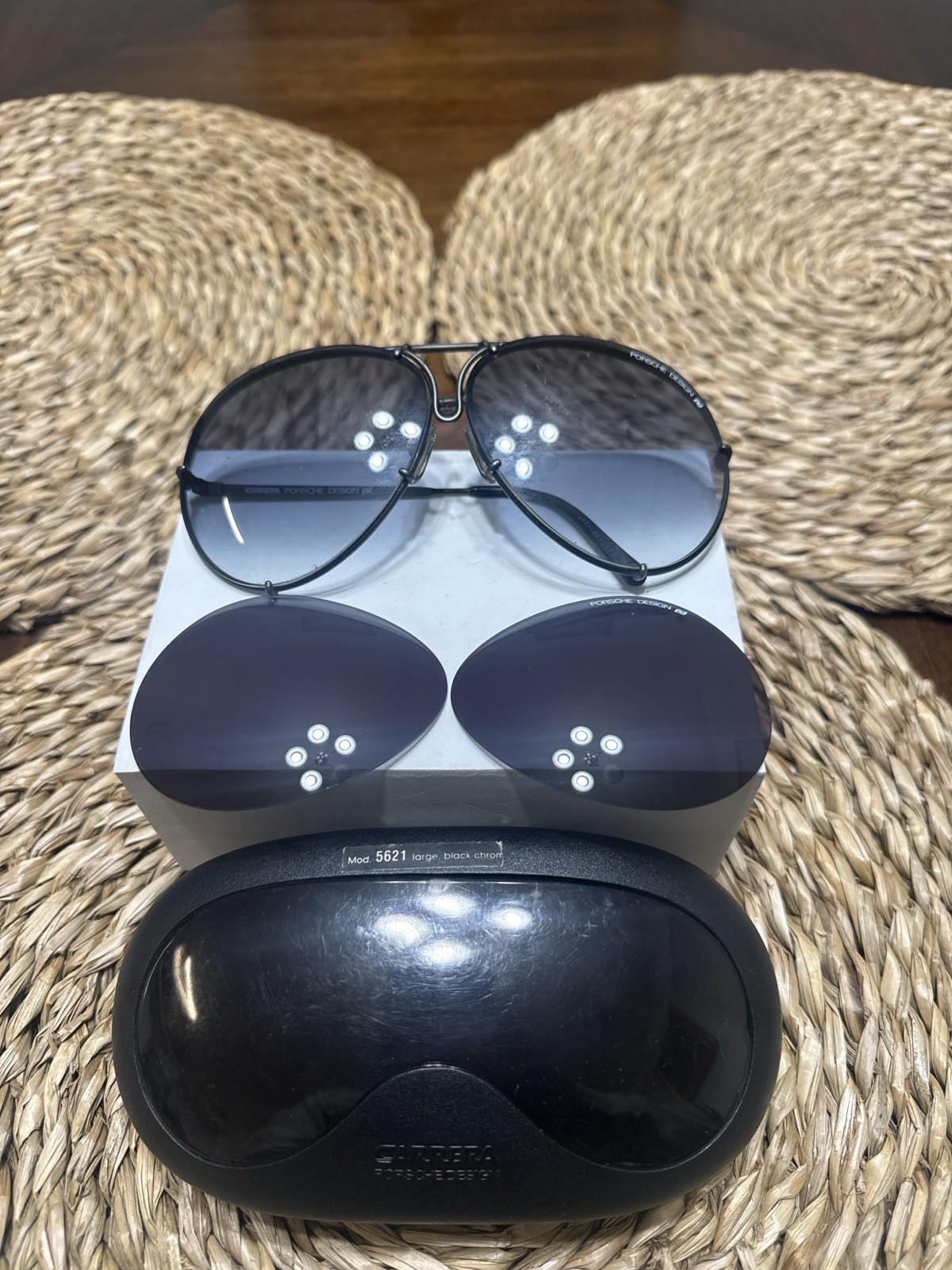 Porsche Design Carrera 5621 Sunglasses Parts Repair w Case Extra Lenses *READ*