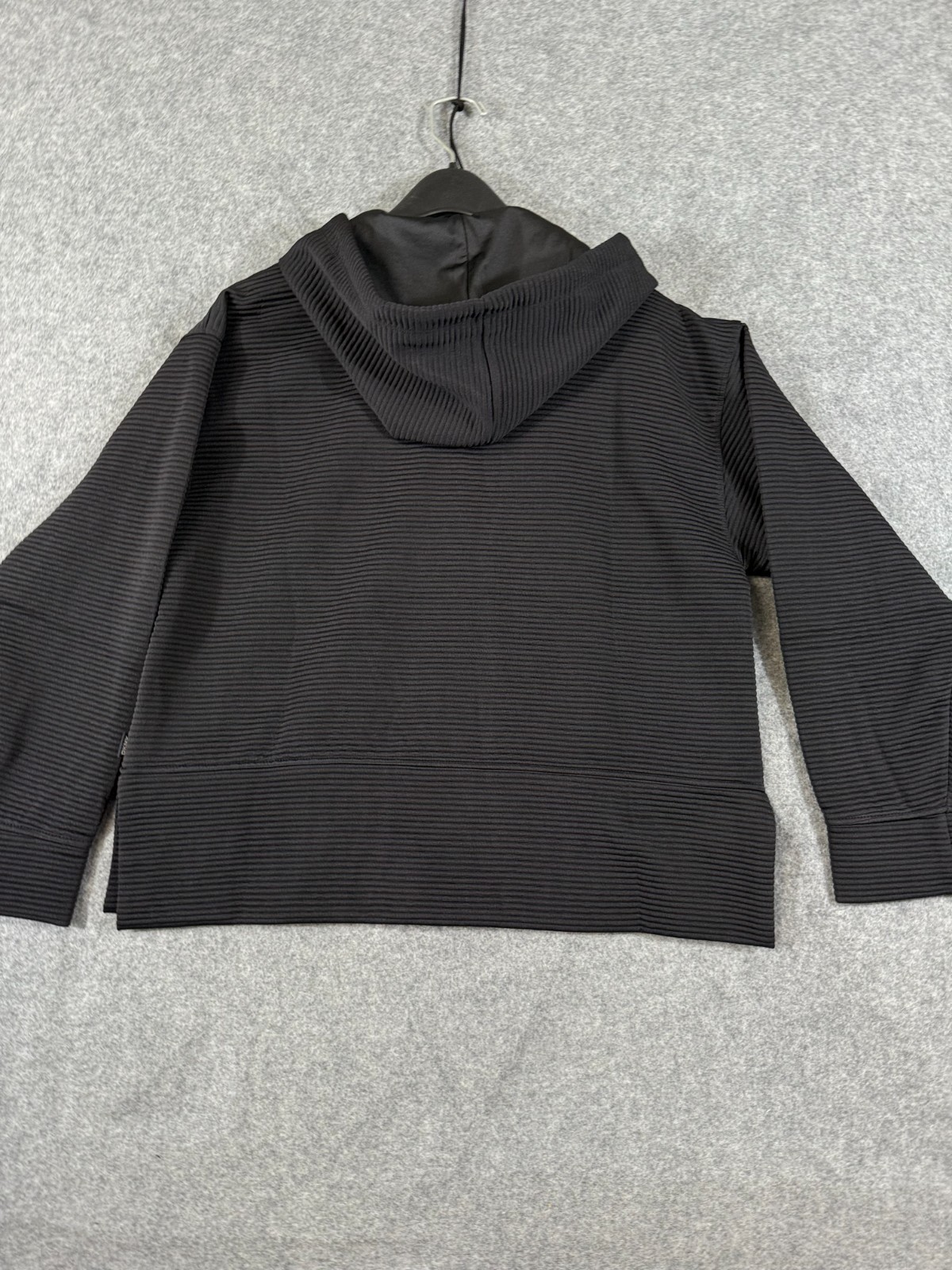 DKNY Ottoman Full Zip Hoodie Womens Medium Black Stretch Lined Drawstring NWT
