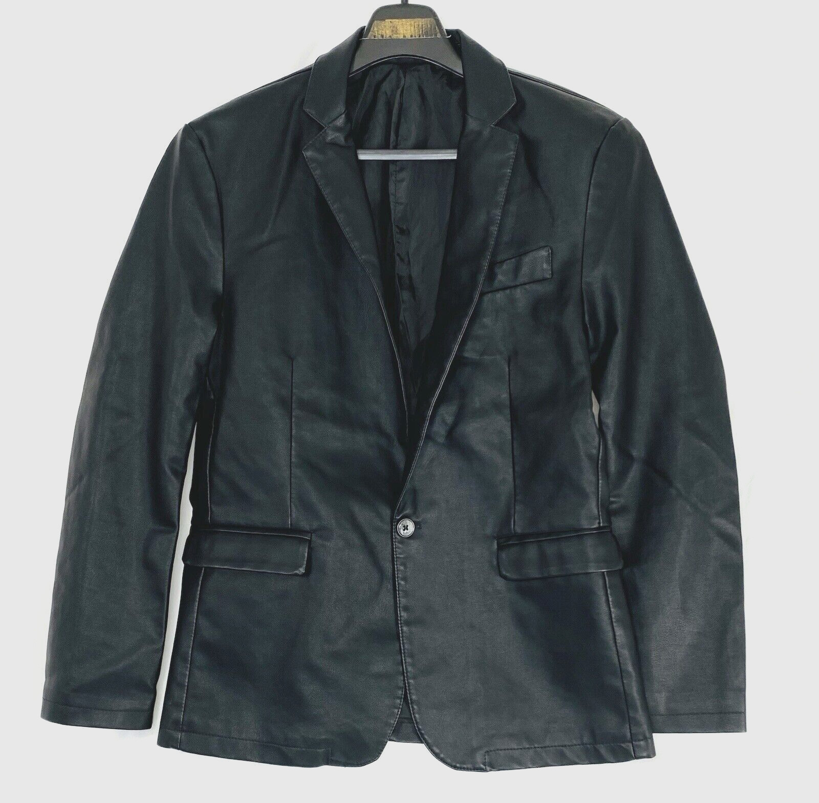 Casual PU Synthetic Vegan-friendly Leather Jacket/Blazer/Coat – Black – XL – NEW