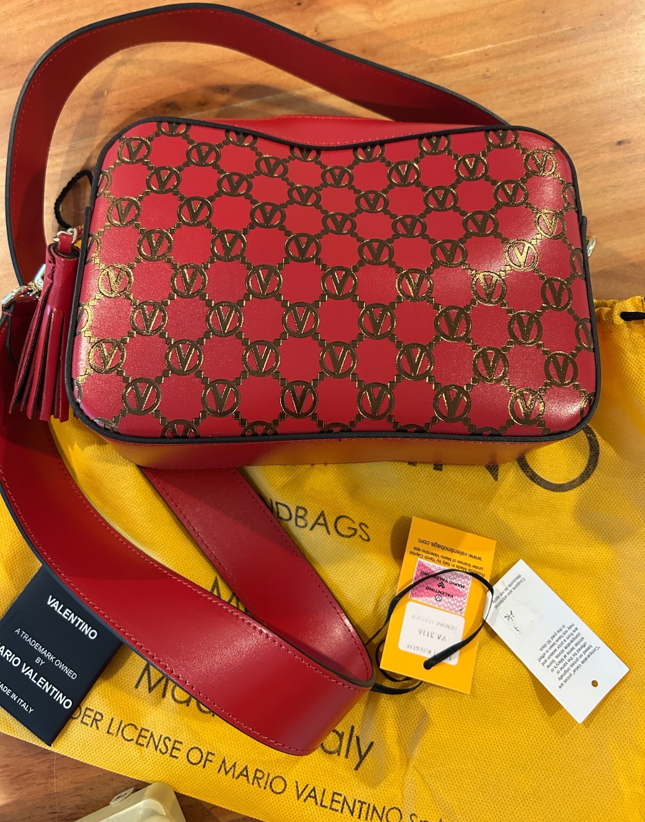 Valentino Babette Monogram Crossbody Bag Red/Dark Magenta Brand New