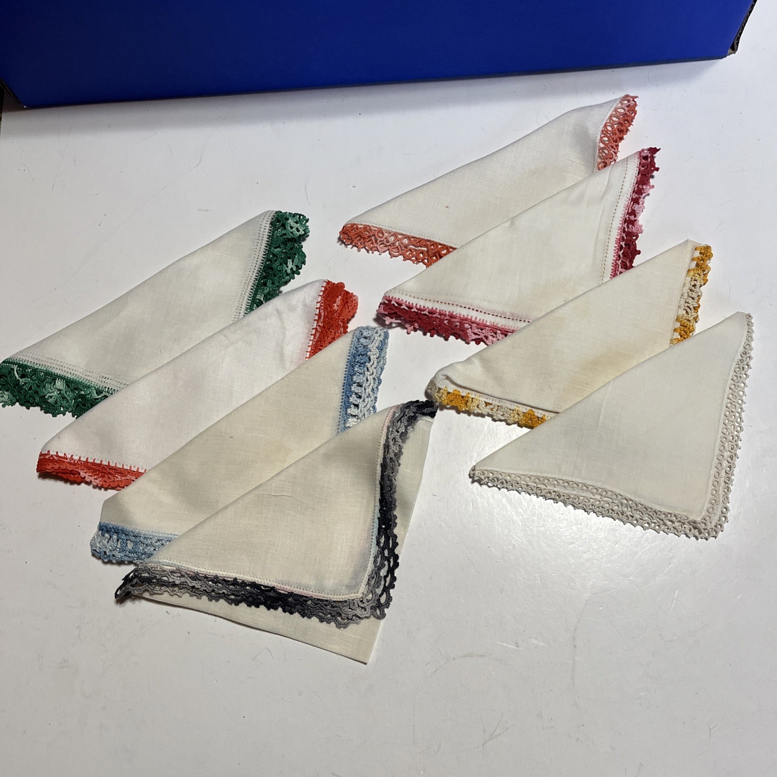 Vtg Women’s Tatted & Crocheted Handkerchiefs Lot of 8 MCM