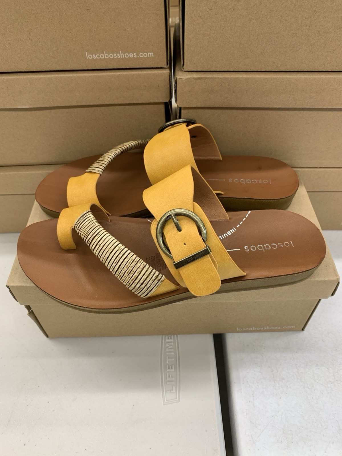 Los Cabos Bria Thong Sandal Women’s 38 39 40 41 Mustard Yellow L2305 Brown