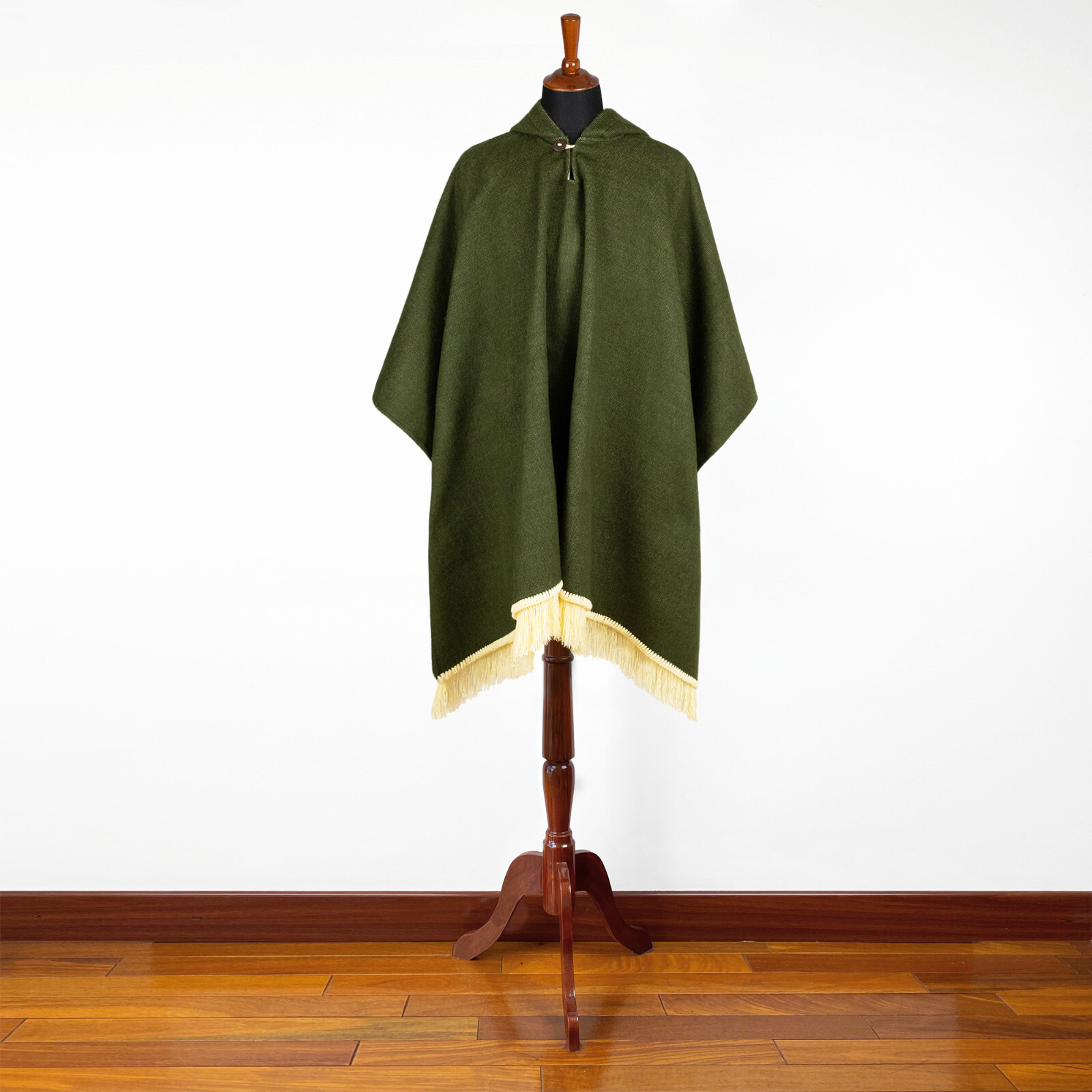 LUXURIOUS ALPACA BLEND PONCHO | HOODED | SOFT&WARM | UNISEX | SOLID OLIVE GREEN