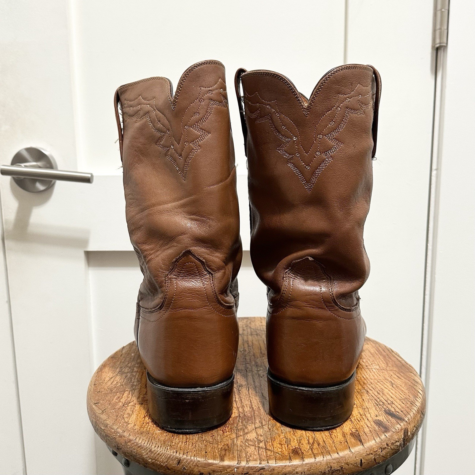 Lucchese 2000 Brown Caramel Roper Boots Western Cowboy Size 11 EE Extra Wide